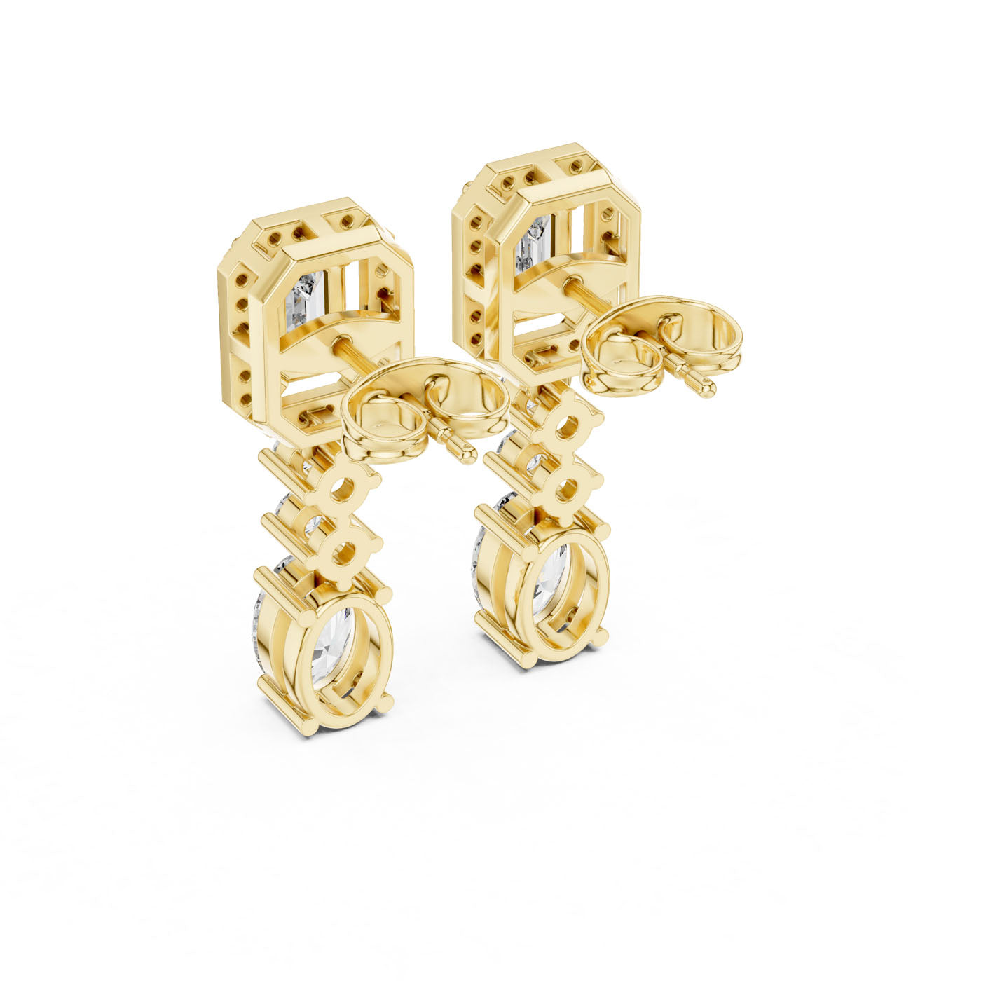 3.00 Ct. Multi-Cut  Diamond Drop Earrings with Oval Finish (GNK-0028) 4