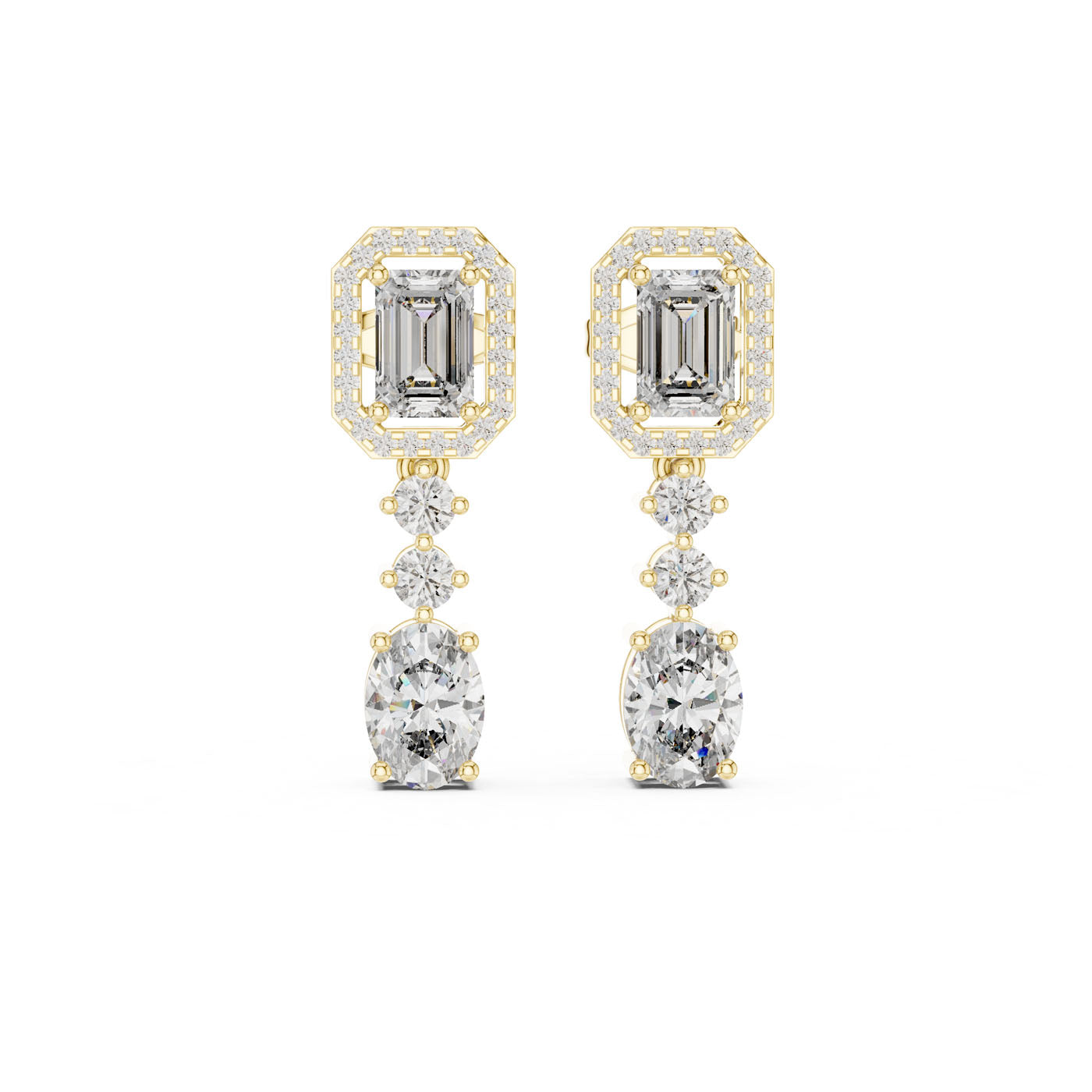 3.00 Ct. Multi-Cut  Diamond Drop Earrings with Oval Finish (GNK-0028) 3