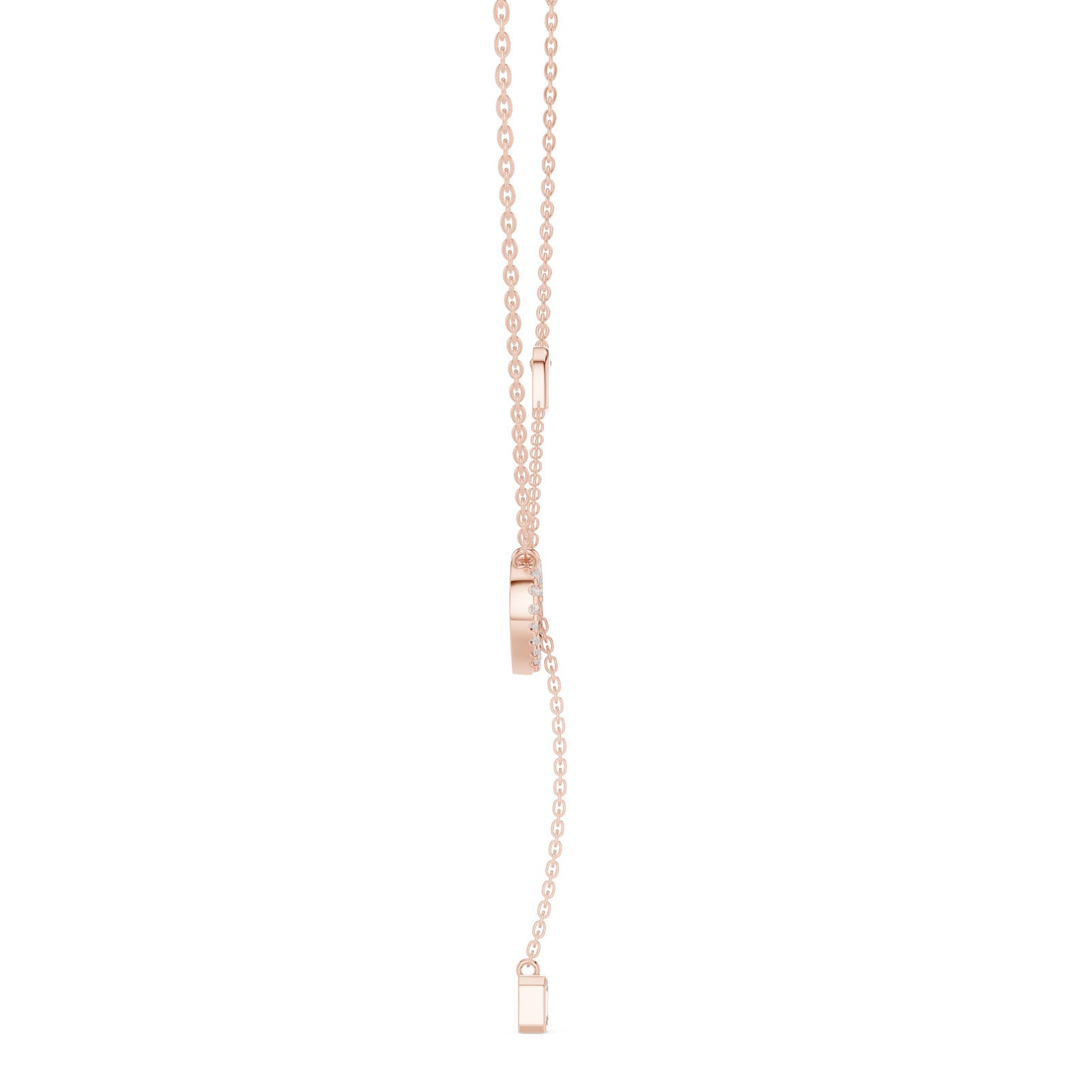 .30 Ct. Diamond Heart Pendant Necklace with Emerald Cut Diamond Drop (GNK-0040) 4