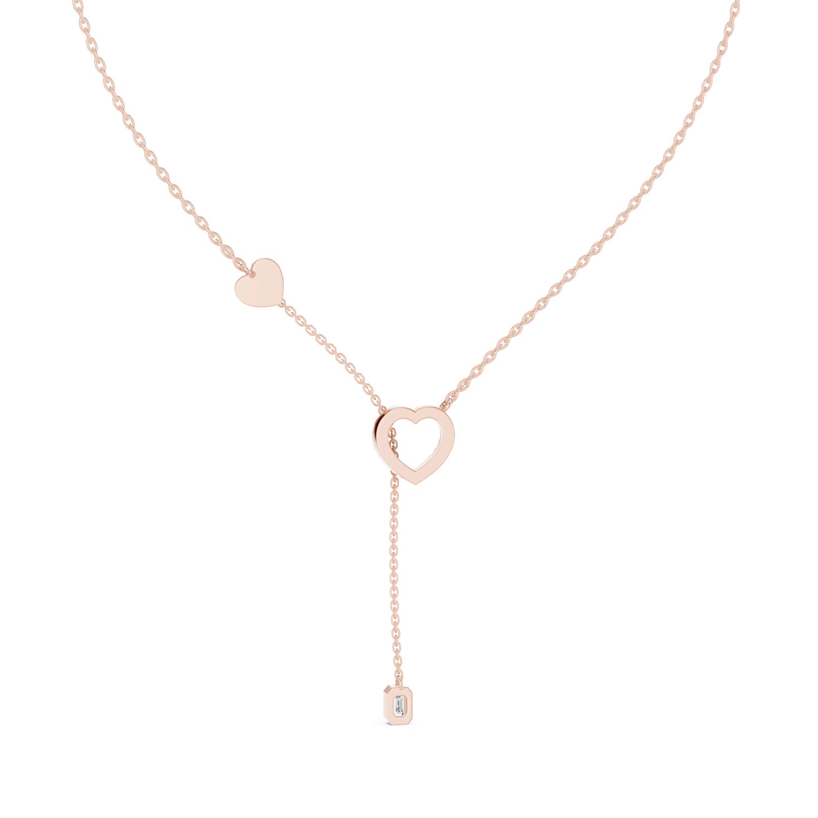 .30 Ct. Diamond Heart Pendant Necklace with Emerald Cut Diamond Drop (GNK-0040) 5