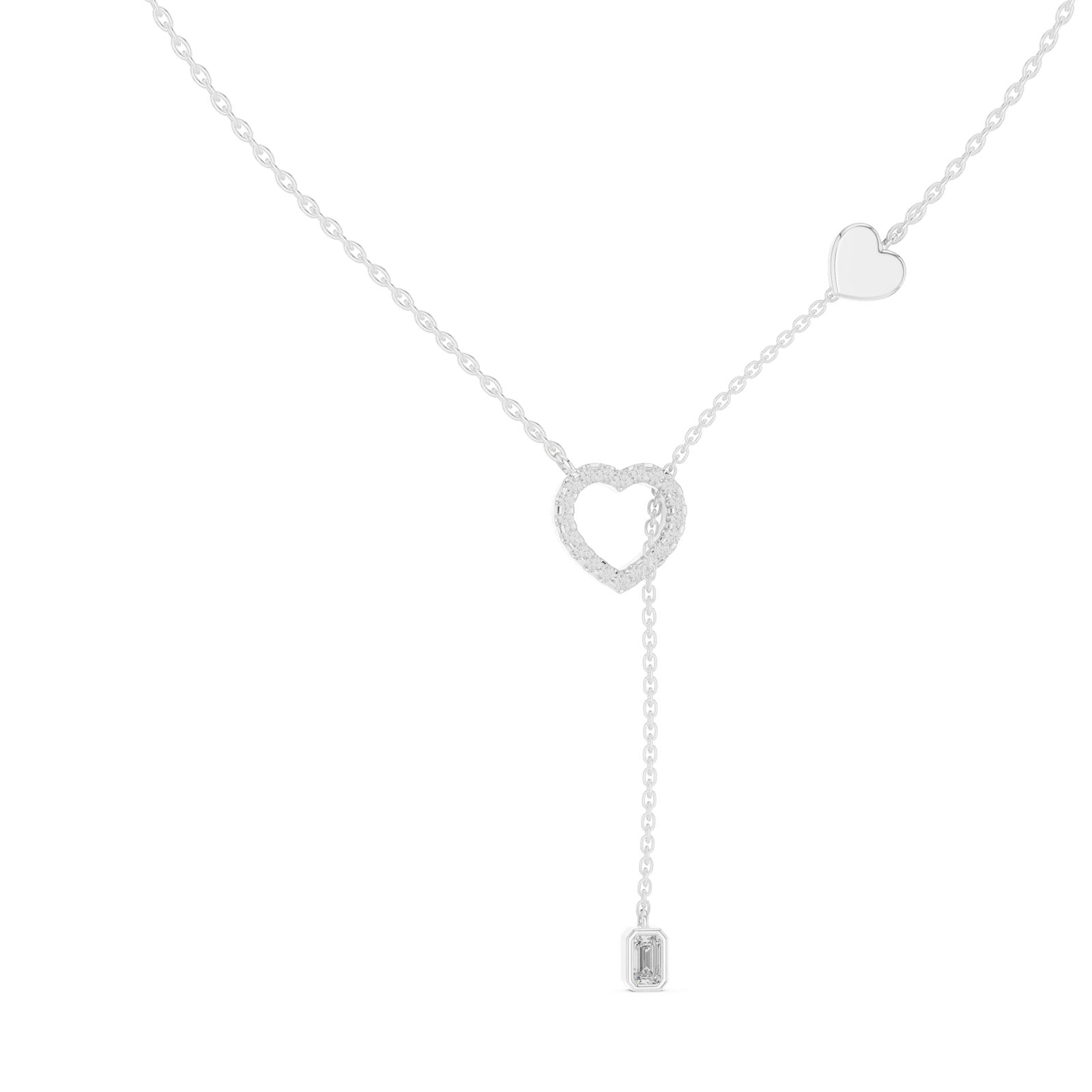 .30 Ct. Diamond Heart Pendant Necklace with Emerald Cut Diamond Drop (GNK-0040)