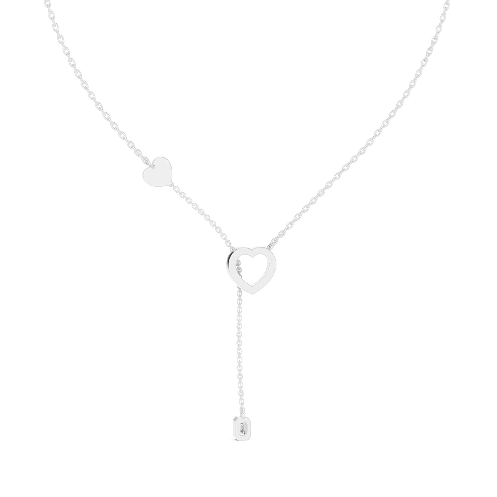 .30 Ct. Diamond Heart Pendant Necklace with Emerald Cut Diamond Drop (GNK-0040) 8
