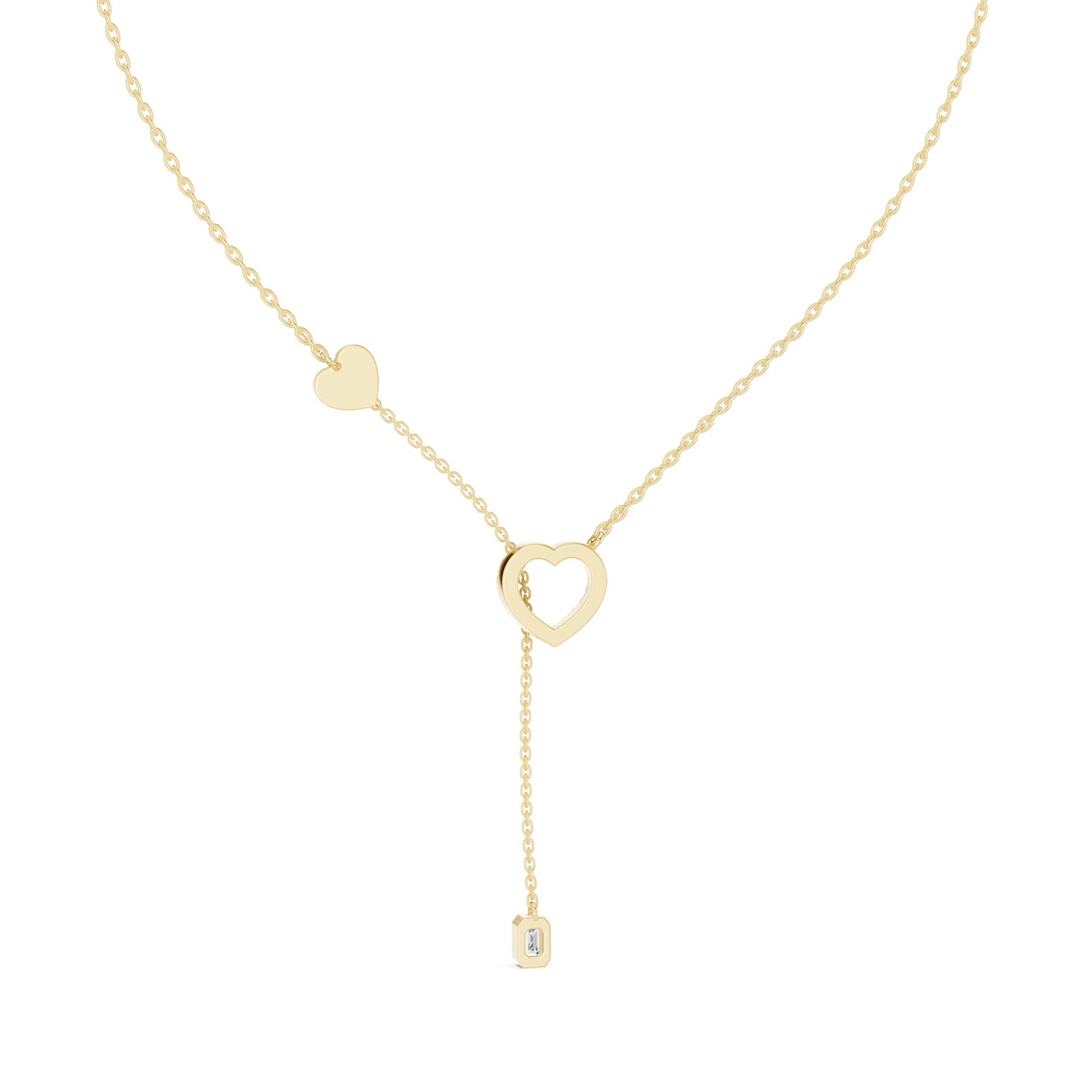 .30 Ct. Diamond Heart Pendant Necklace with Emerald Cut Diamond Drop (GNK-0040) 12