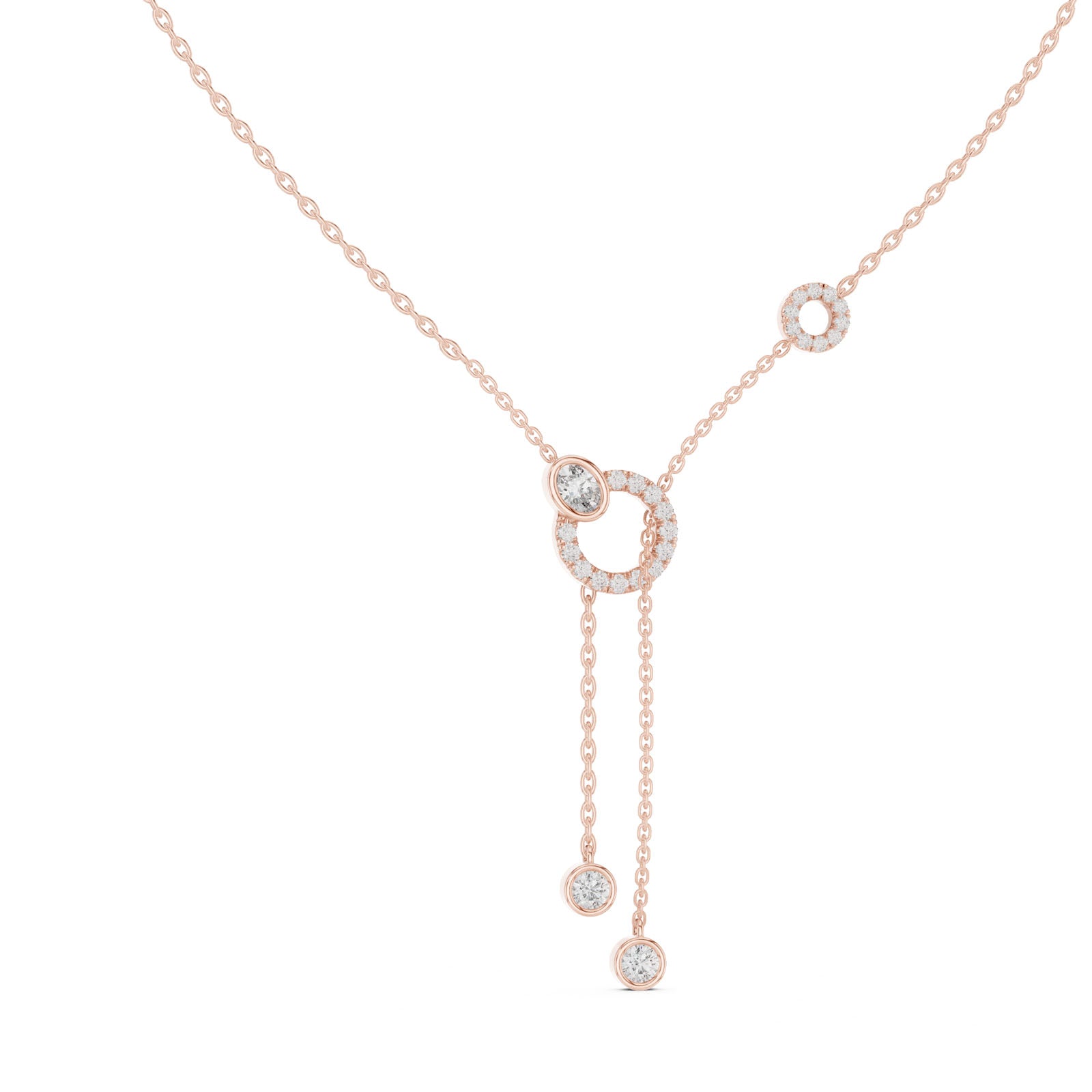 .64 Ct. Diamond Circle Pendant Necklace with Drop Chain Accents (GNK-0041)