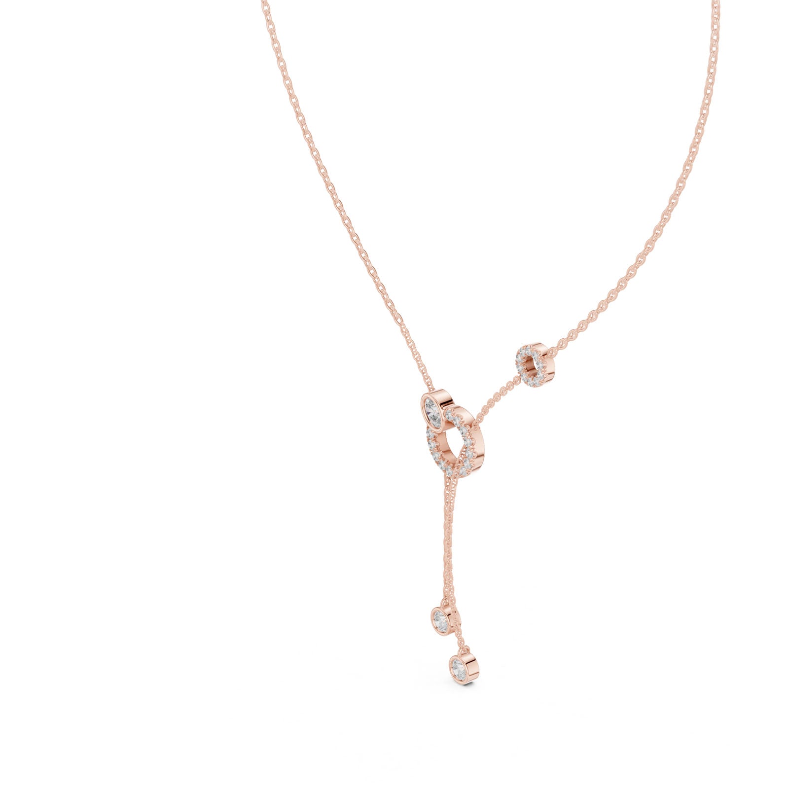 .64 Ct. Diamond Circle Pendant Necklace with Drop Chain Accents (GNK-0041) 3