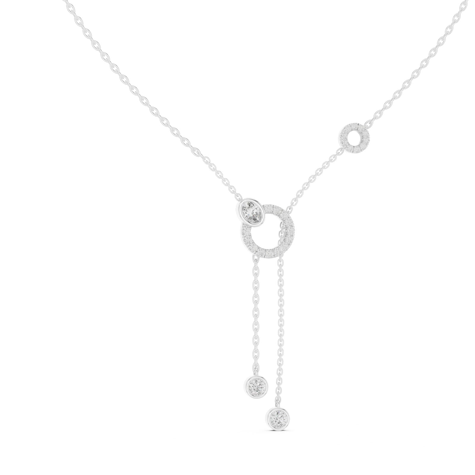 .64 Ct. Diamond Circle Pendant Necklace with Drop Chain Accents (GNK-0041)
