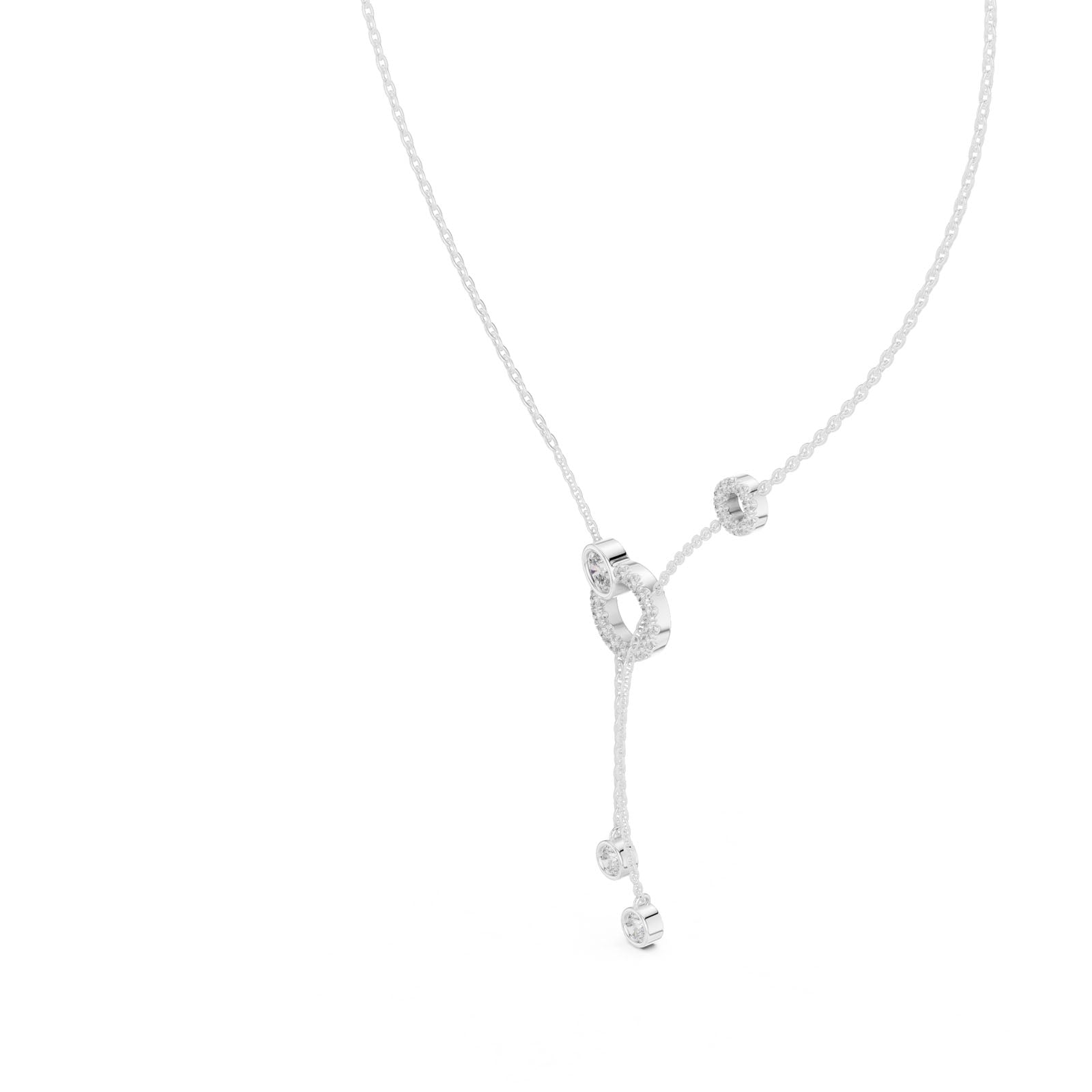 .64 Ct. Diamond Circle Pendant Necklace with Drop Chain Accents (GNK-0041) 6