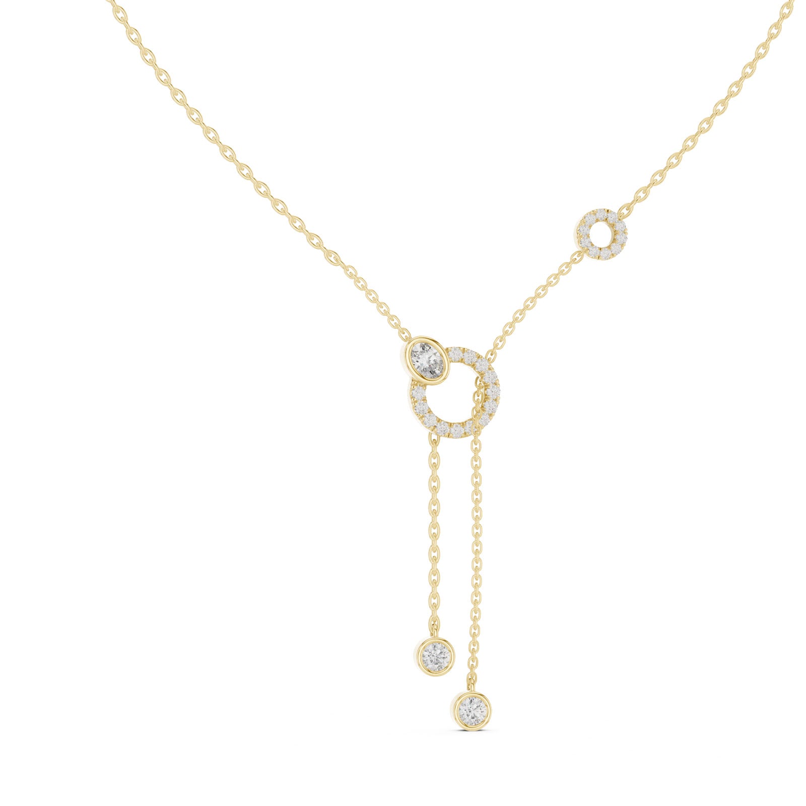 .64 Ct. Diamond Circle Pendant Necklace with Drop Chain Accents (GNK-0041) 9