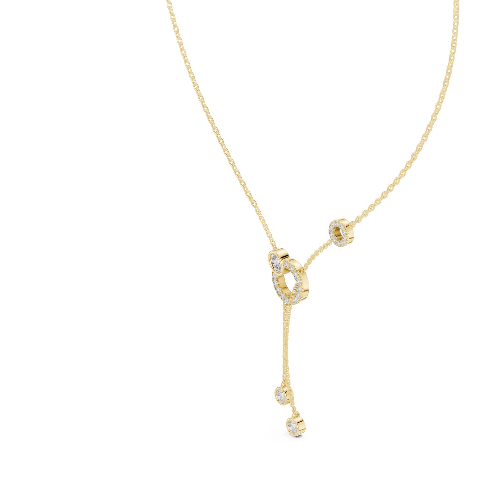 .64 Ct. Diamond Circle Pendant Necklace with Drop Chain Accents (GNK-0041) 10