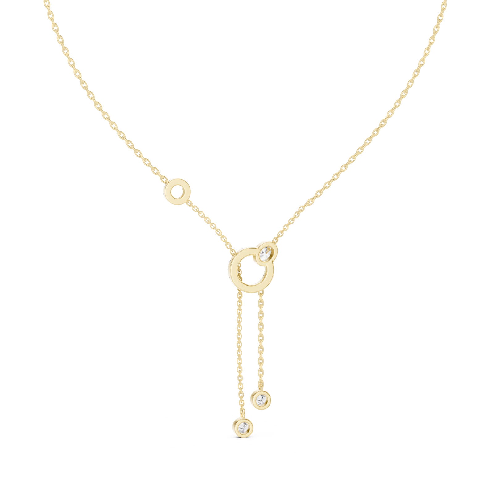 .64 Ct. Diamond Circle Pendant Necklace with Drop Chain Accents (GNK-0041) 12