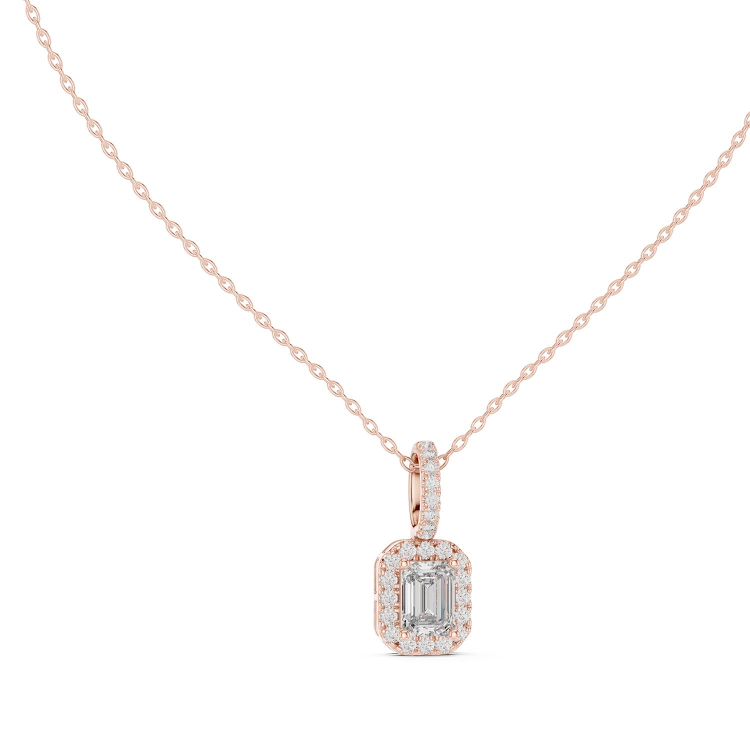 1.75 Ct. Emerald Cut Diamond Halo Pendant Necklace (GPD-0002) 11