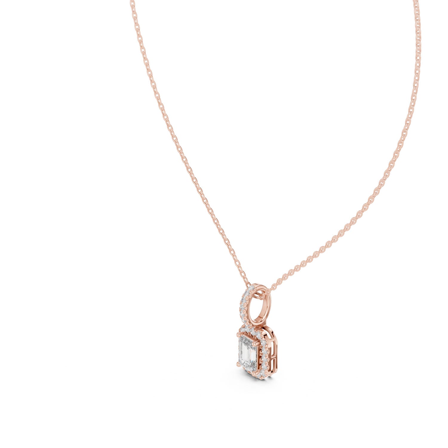 1.75 Ct. Emerald Cut Diamond Halo Pendant Necklace (GPD-0002) 9