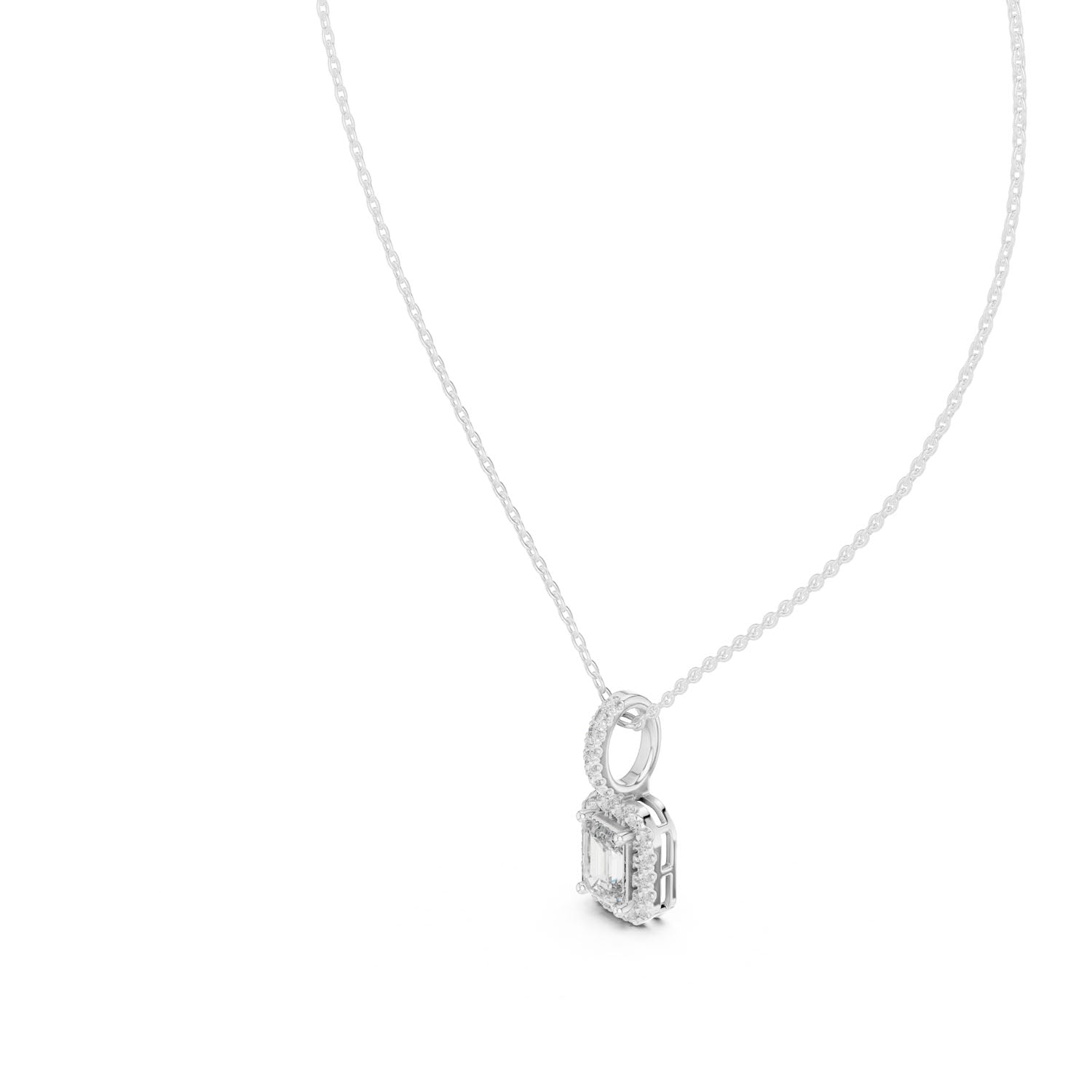 1.75 Ct. Emerald Cut Diamond Halo Pendant Necklace (GPD-0002) 6