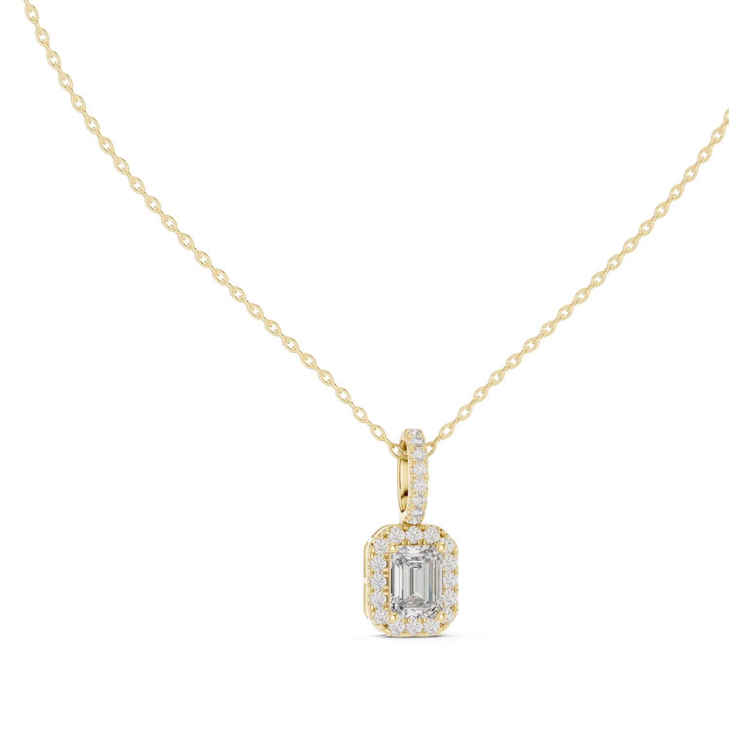 1.75 Ct. Emerald Cut Diamond Halo Pendant Necklace (GPD-0002) 8