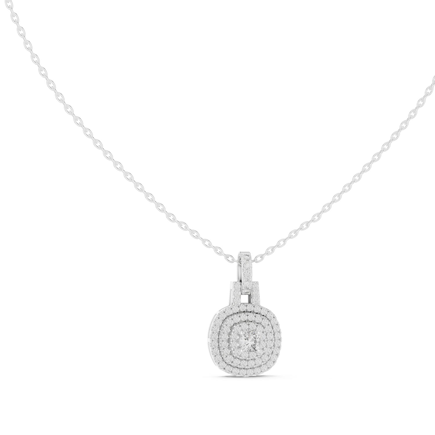 .80 Ct. Cushion Cut Diamond Double Halo Pendant Necklace (GPD-0005)