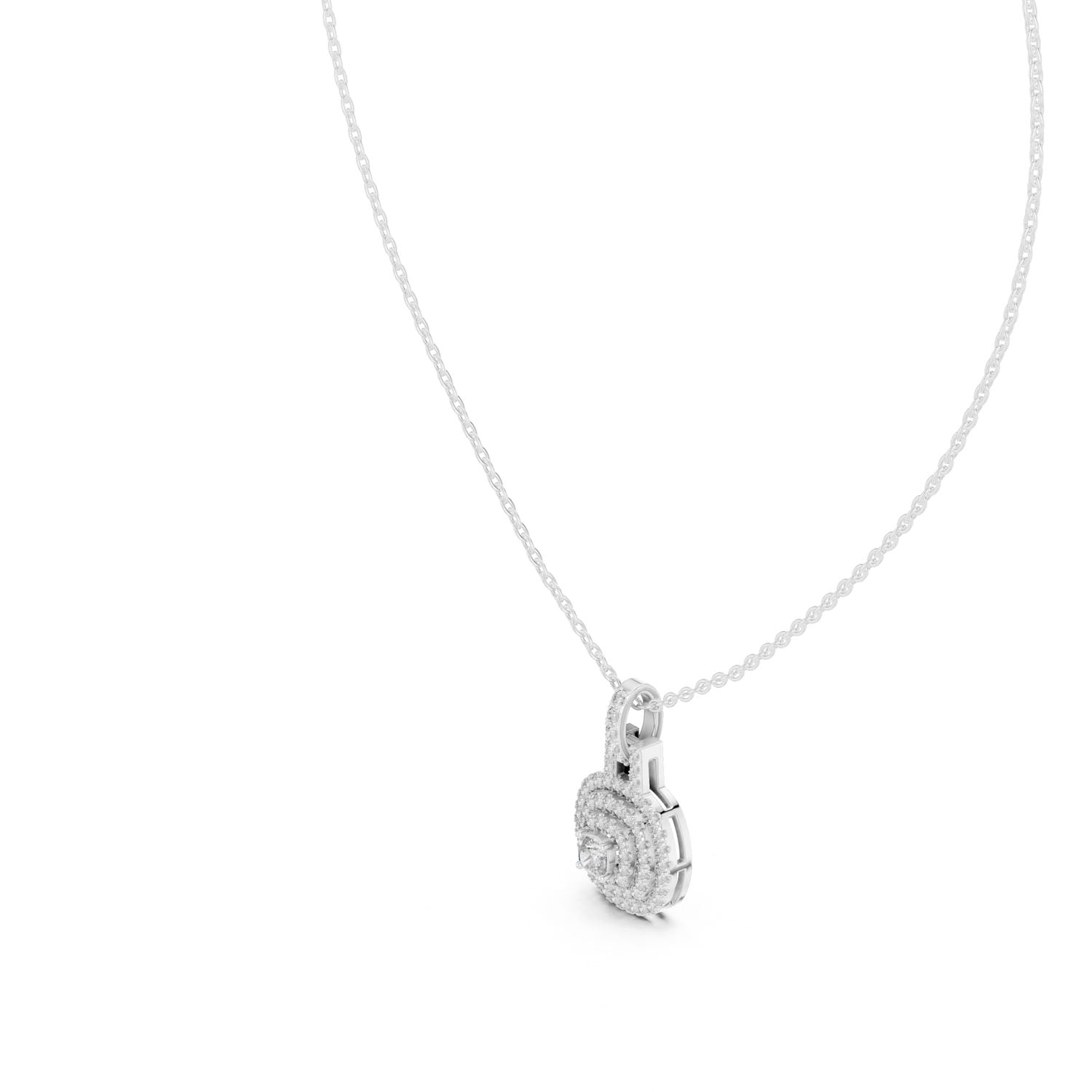 .80 Ct. Cushion Cut Diamond Double Halo Pendant Necklace (GPD-0005) 7
