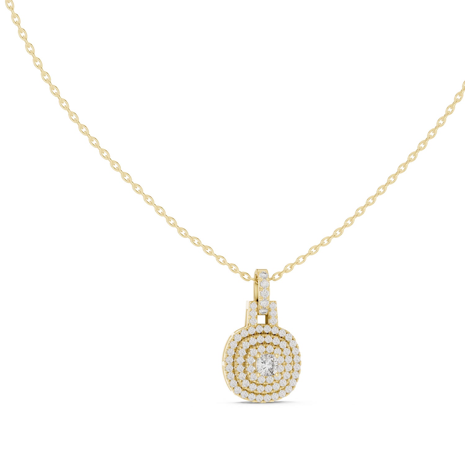 .80 Ct. Cushion Cut Diamond Double Halo Pendant Necklace (GPD-0005) 5
