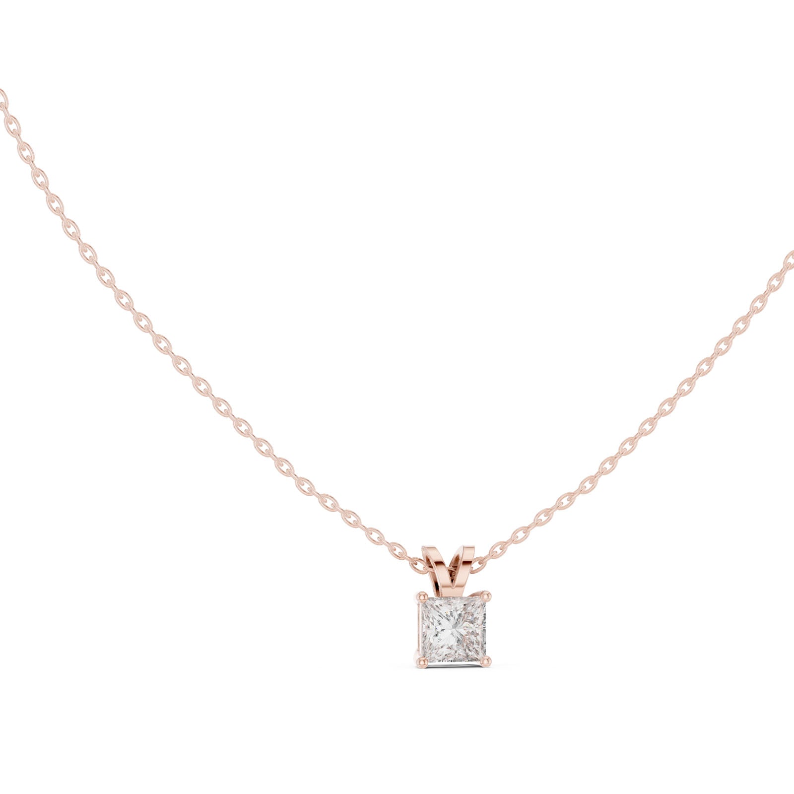 1.05 Ct. Princess Cut Solitaire Diamond Pendant Necklace (GPD-0006) 10