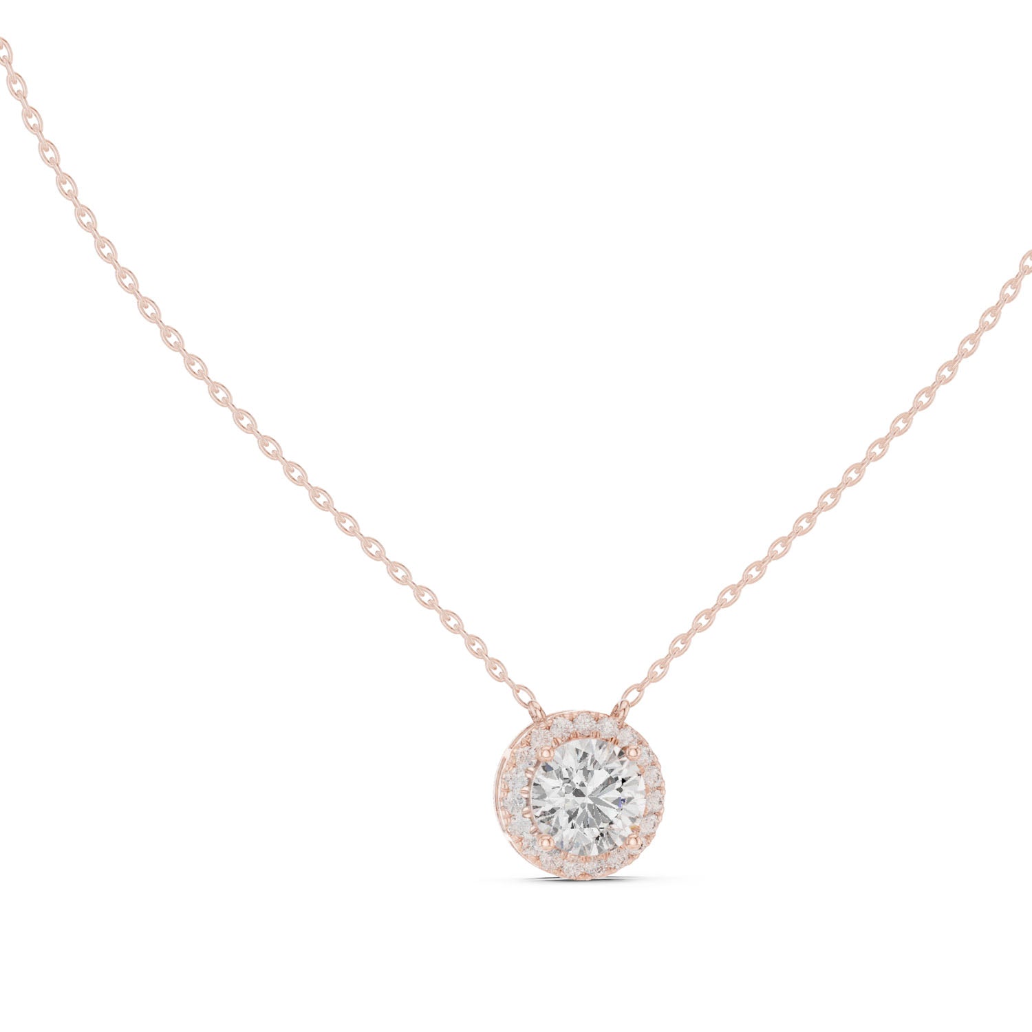 2.39 Ct. Round Diamond Halo Pendant Necklace with Pavé Setting (GPD-0007) 9
