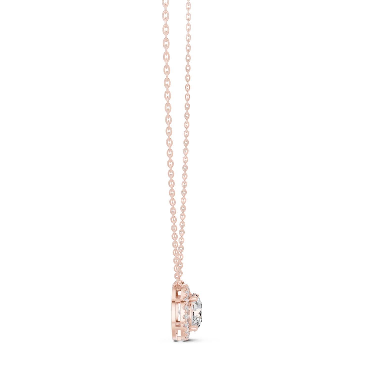 2.39 Ct. Round Diamond Halo Pendant Necklace with Pavé Setting (GPD-0007) 11