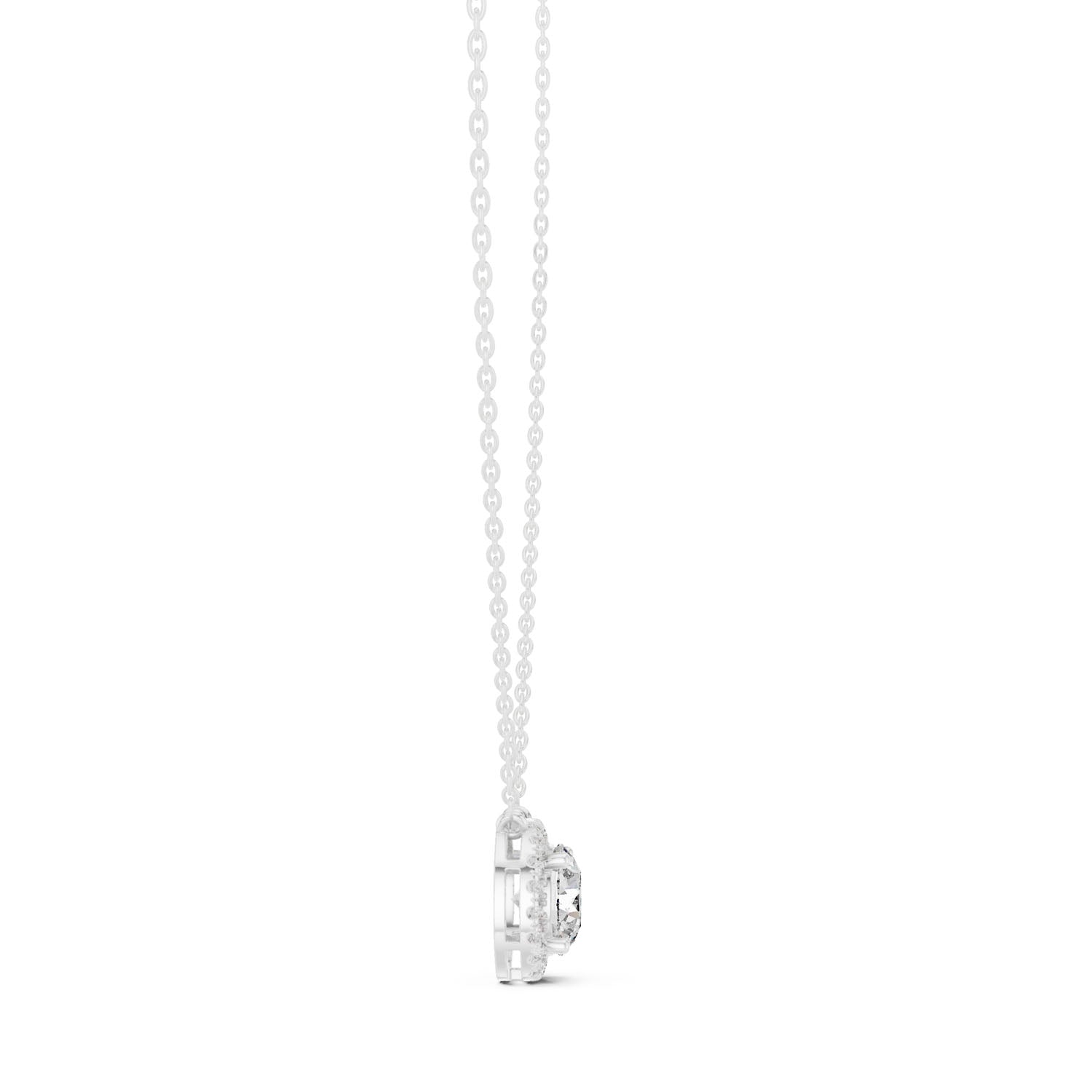 2.39 Ct. Round Diamond Halo Pendant Necklace with Pavé Setting (GPD-0007) 5