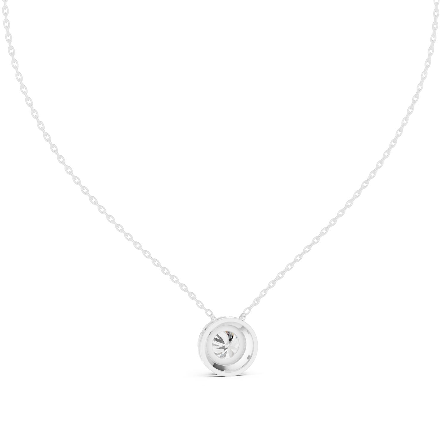 2.39 Ct. Round Diamond Halo Pendant Necklace with Pavé Setting (GPD-0007) 6