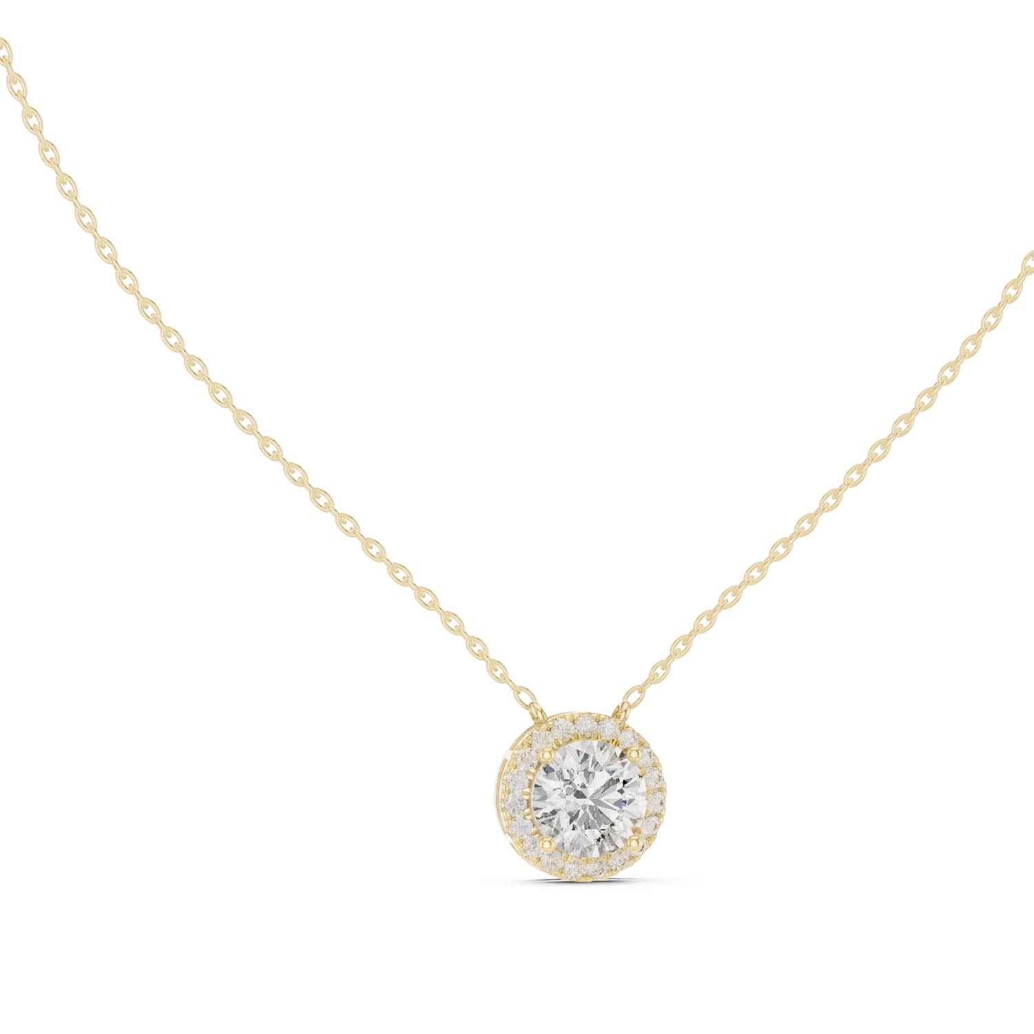 2.39 Ct. Round Diamond Halo Pendant Necklace with Pavé Setting (GPD-0007) 7