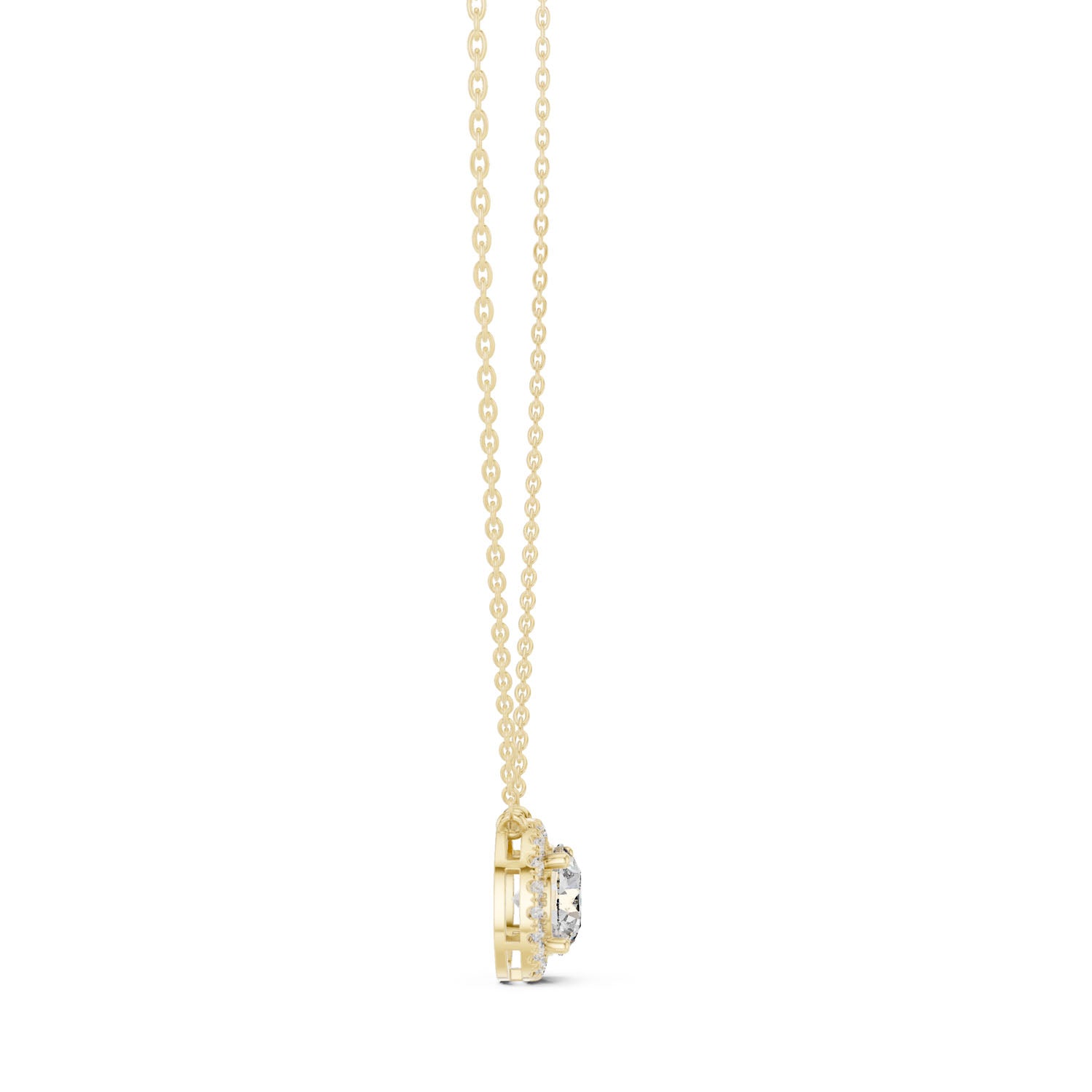 2.39 Ct. Round Diamond Halo Pendant Necklace with Pavé Setting (GPD-0007) 8