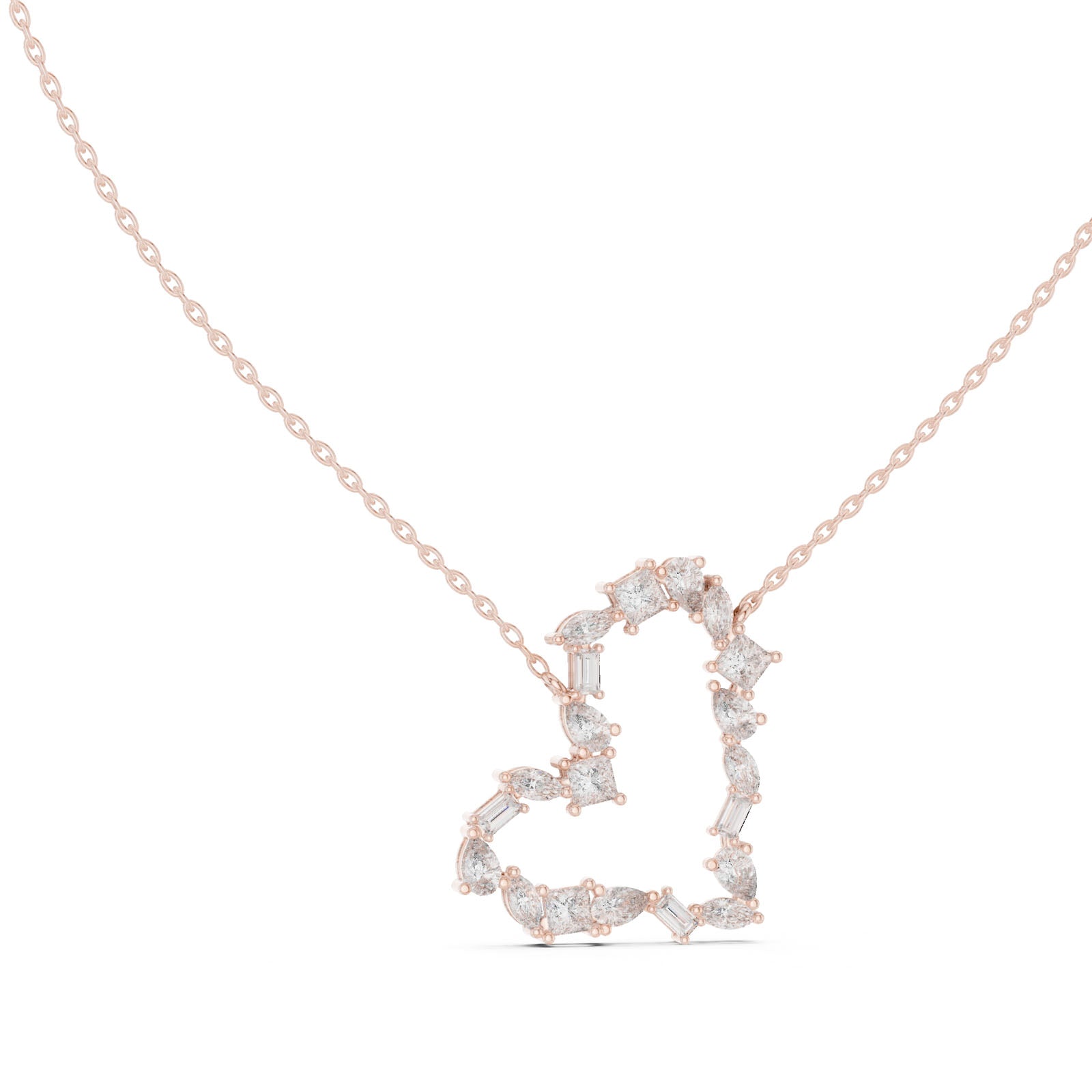1.95 Ct. Mixed Shape Diamond Heart Pendant Necklace (GPD-0008) 6