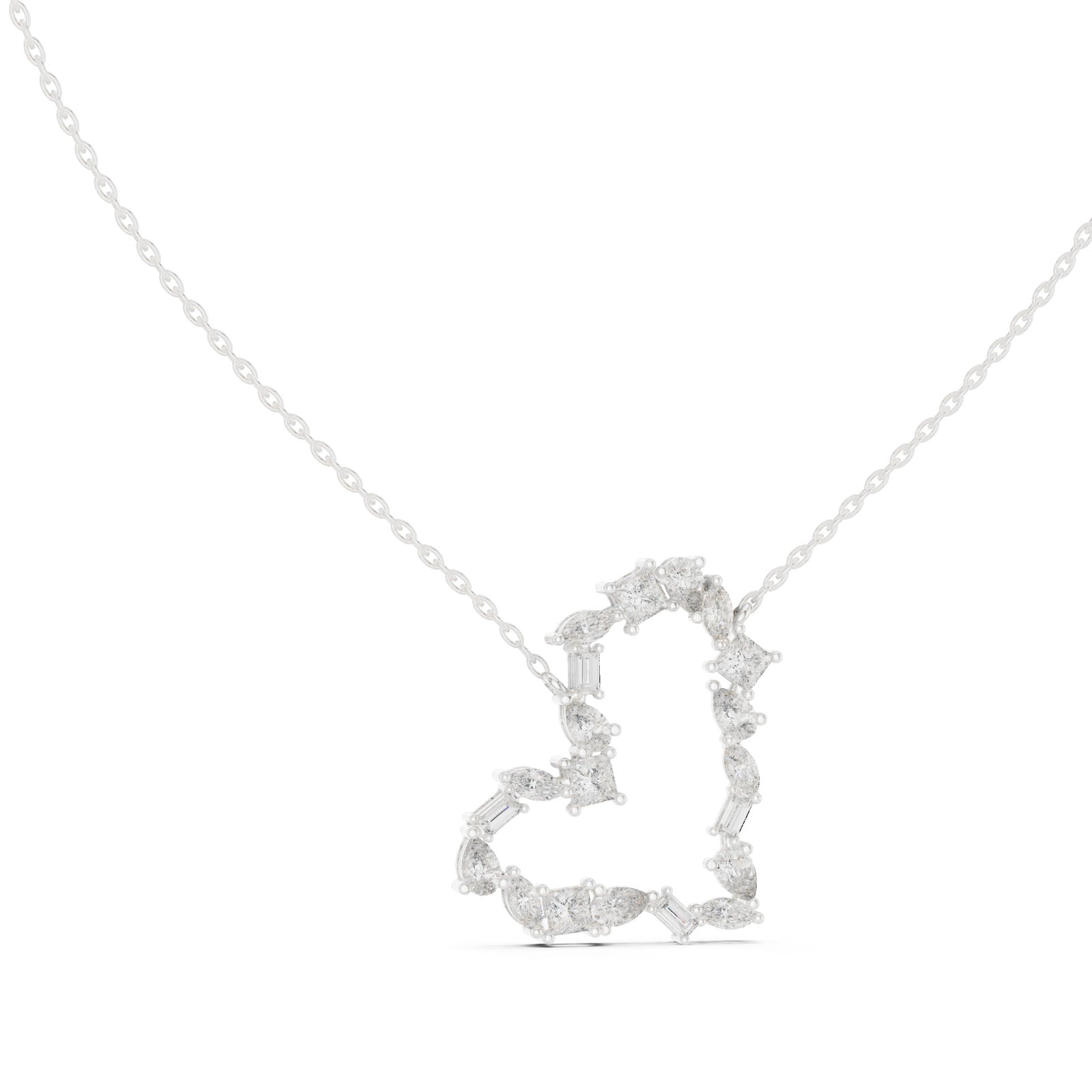 1.95 Ct. Mixed Shape Diamond Heart Pendant Necklace (GPD-0008)