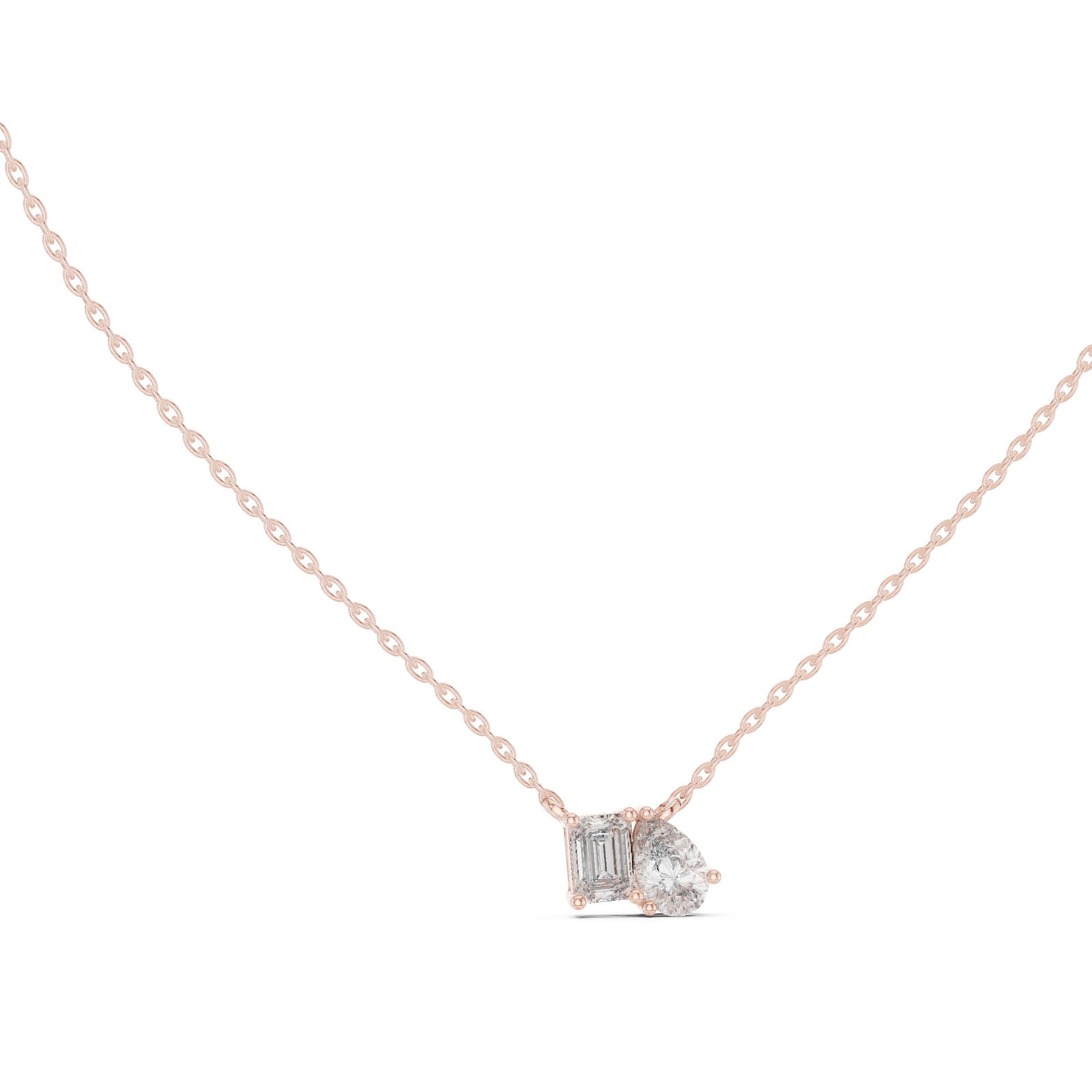 1.00 Ct. Emerald & Pear Diamond Two-Stone Pendant Necklace (GPD-0011) 9