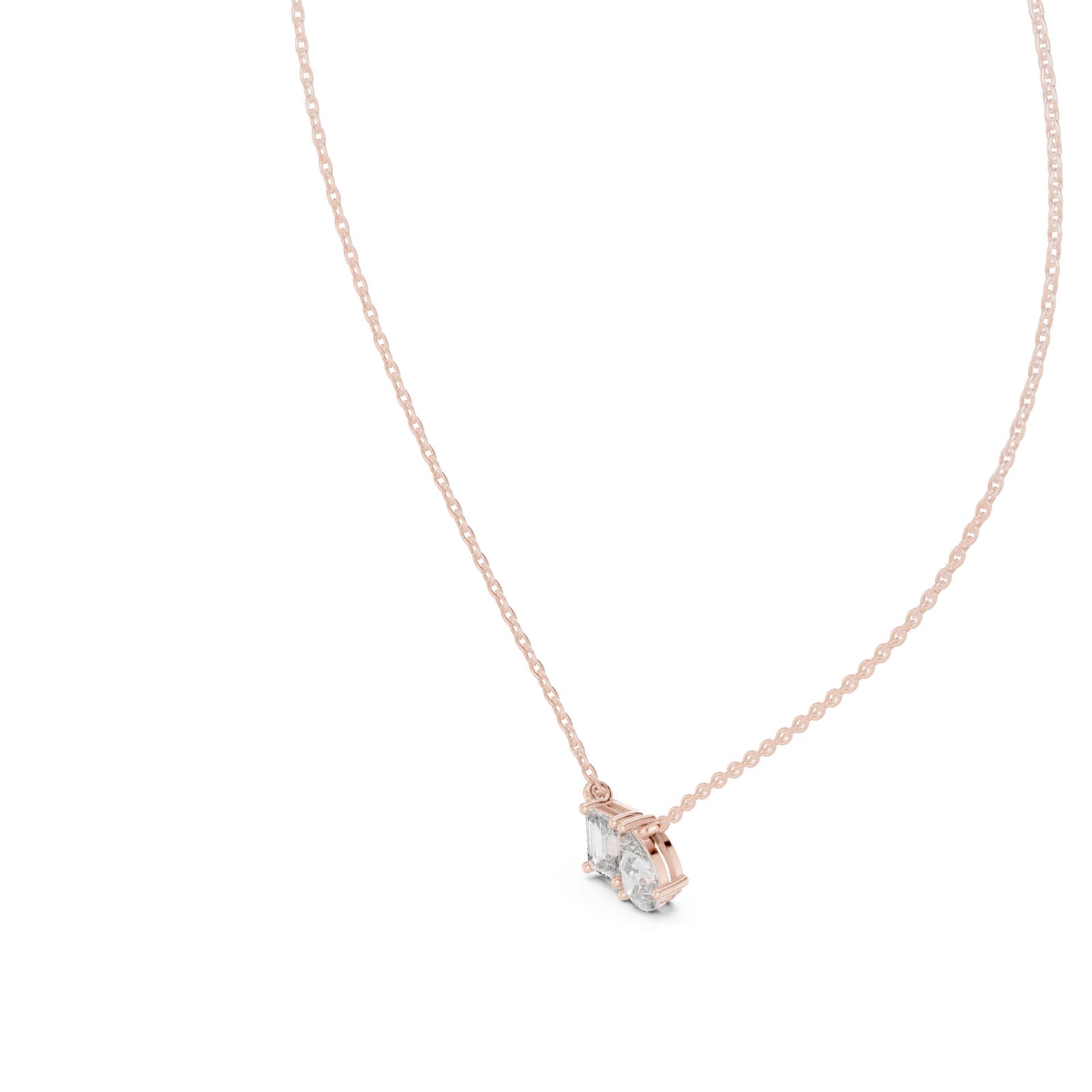1.00 Ct. Emerald & Pear Diamond Two-Stone Pendant Necklace (GPD-0011) 8