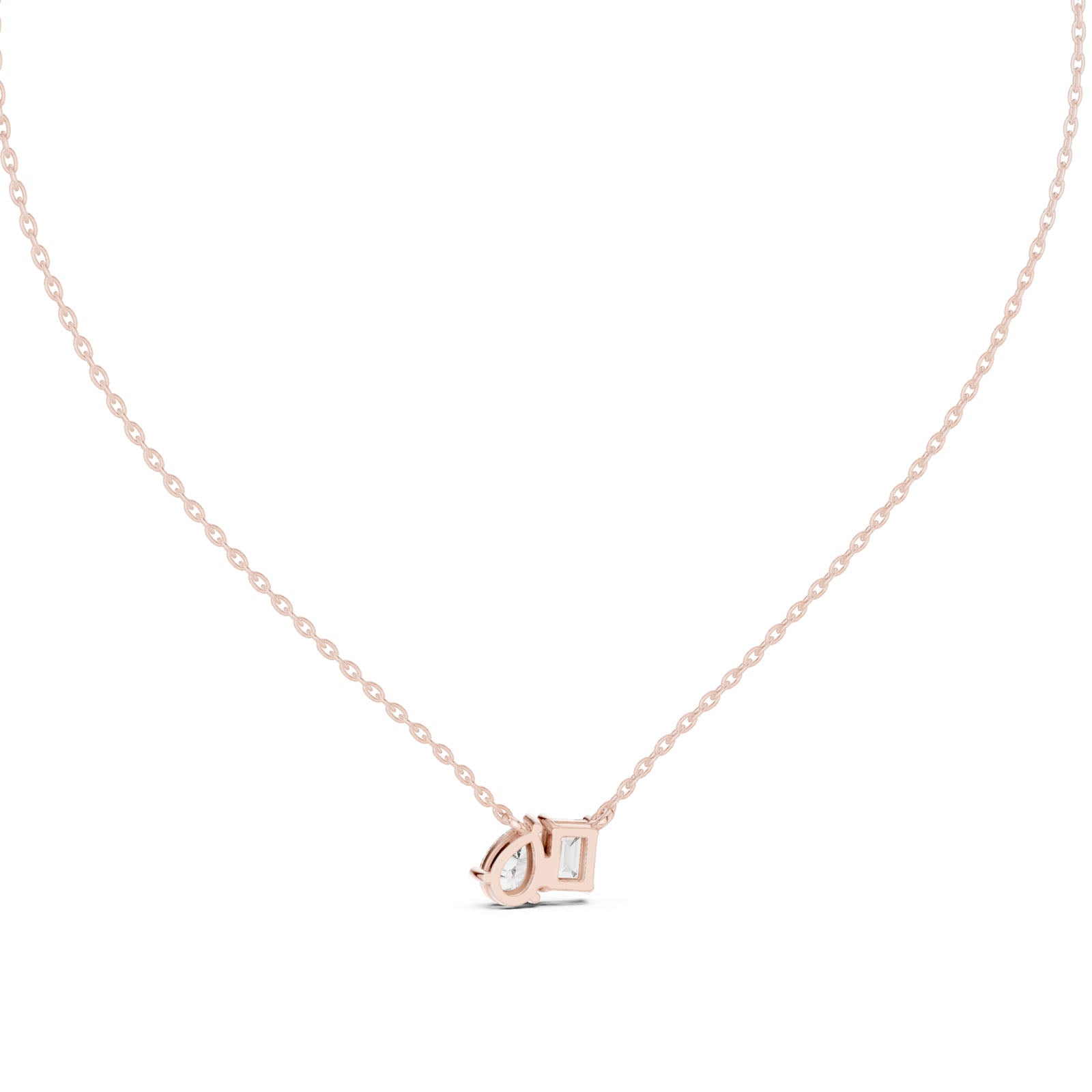 1.00 Ct. Emerald & Pear Diamond Two-Stone Pendant Necklace (GPD-0011) 11