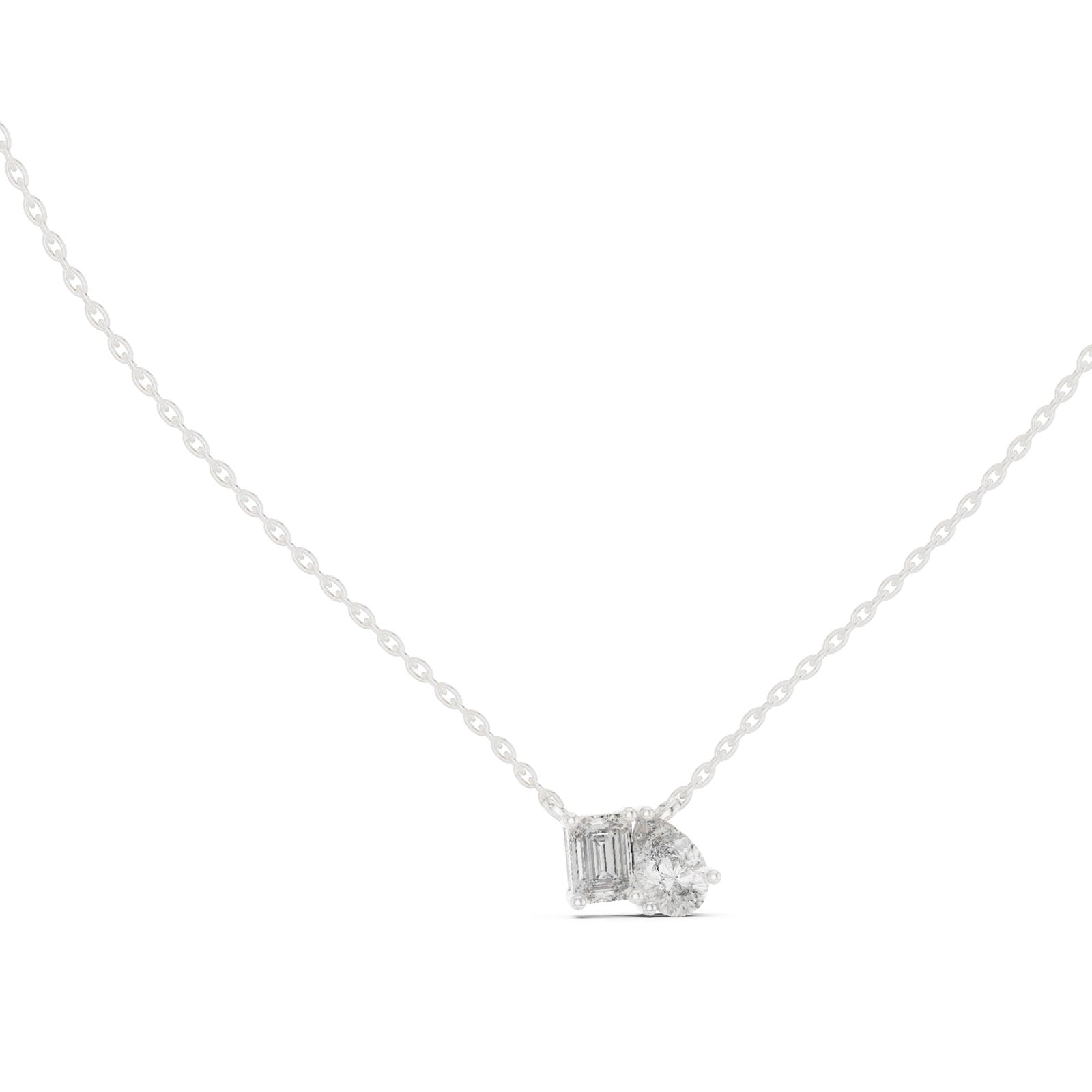 1.00 Ct. Emerald & Pear Diamond Two-Stone Pendant Necklace (GPD-0011)