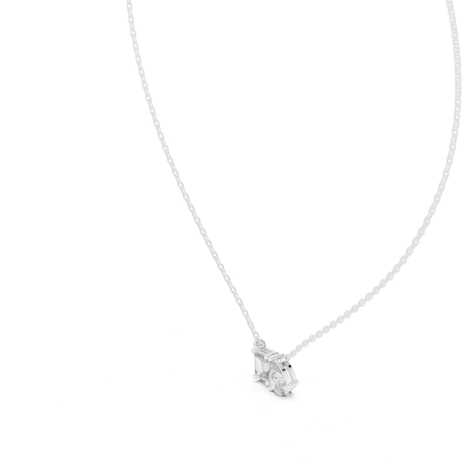 1.00 Ct. Emerald & Pear Diamond Two-Stone Pendant Necklace (GPD-0011) 12