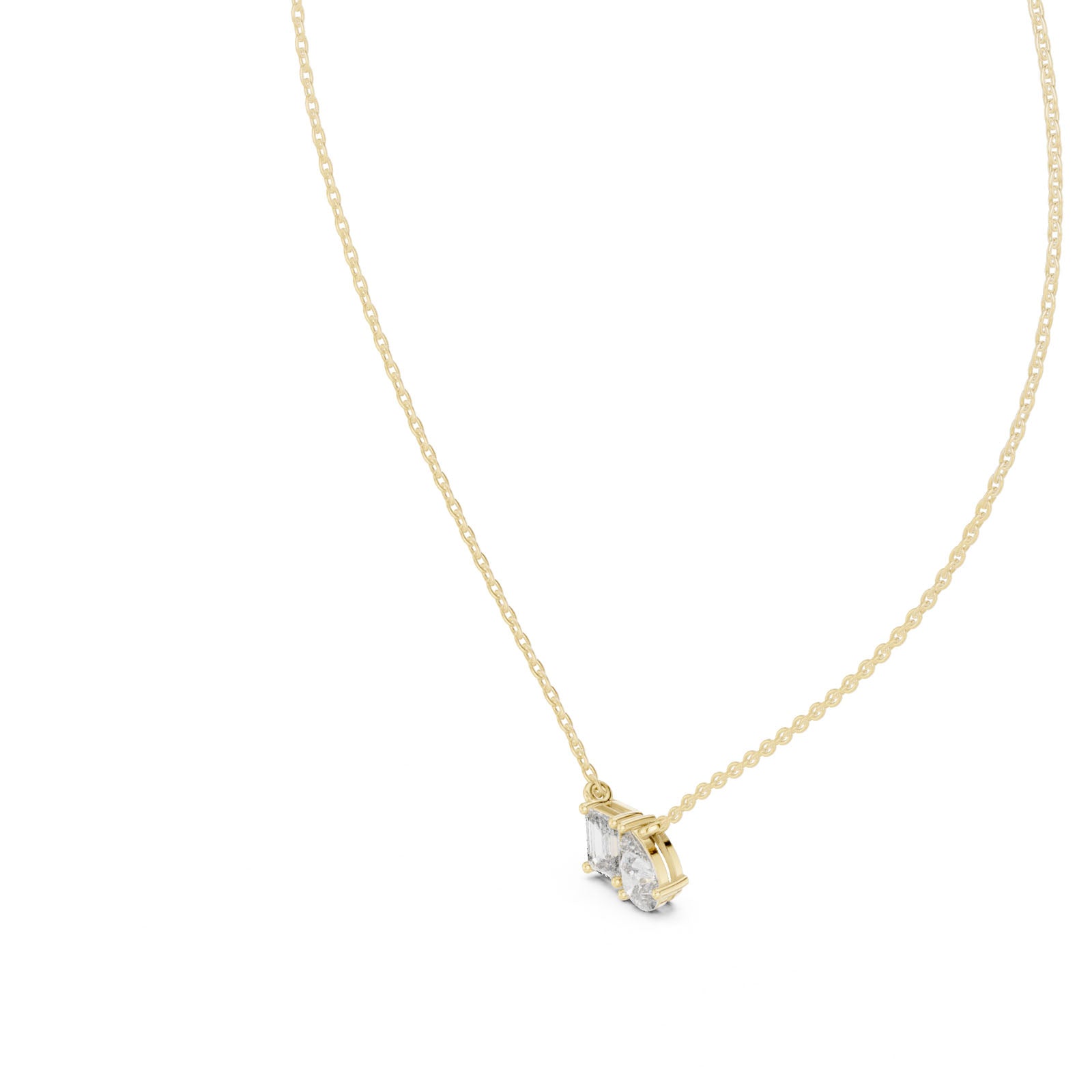 1.00 Ct. Emerald & Pear Diamond Two-Stone Pendant Necklace (GPD-0011)