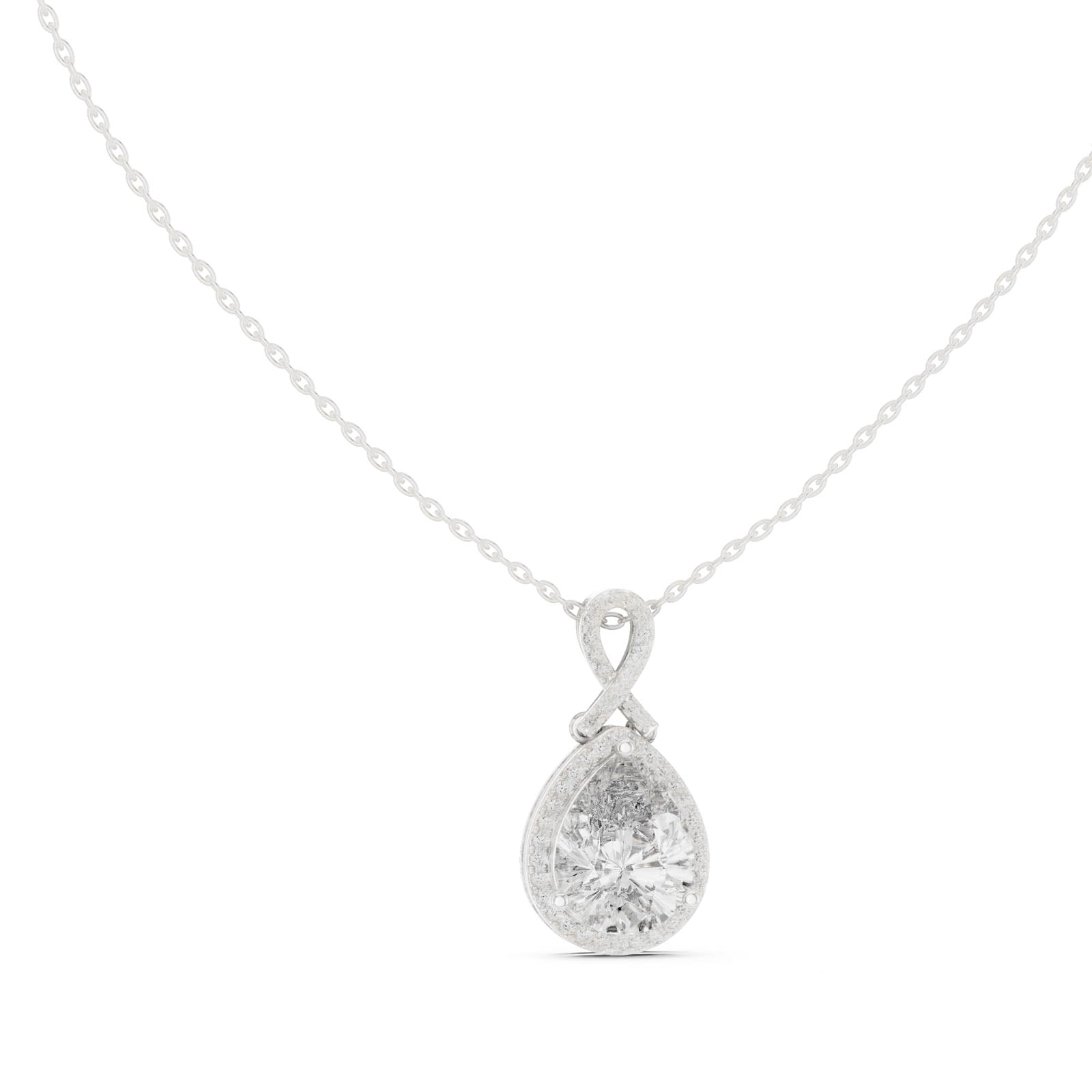 4.20 Ct. Pear Shape Diamond Halo Pendant Necklace (GPD-0014)