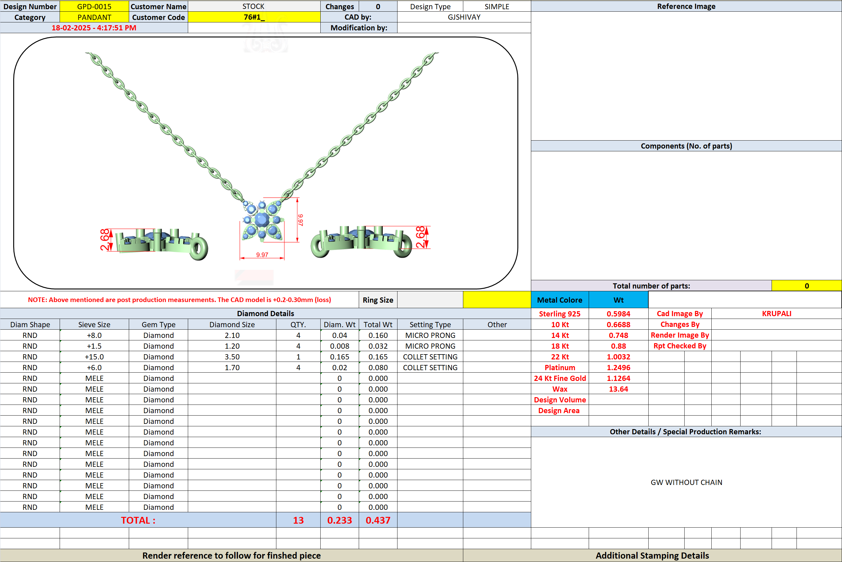 .45 Ct. Diamond Floral Cluster Pendant Necklace (GPD-0015) 13