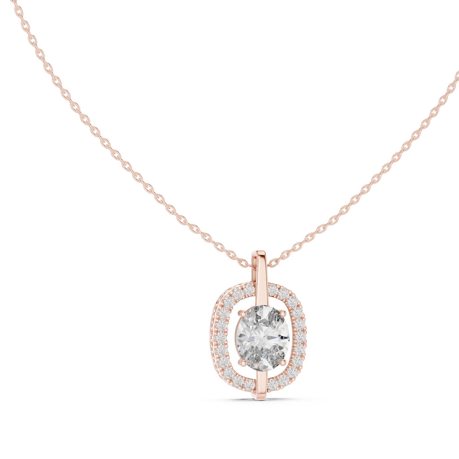 2.55 Ct. Oval Diamond Halo Pendant Necklace (GPD-0017) 11