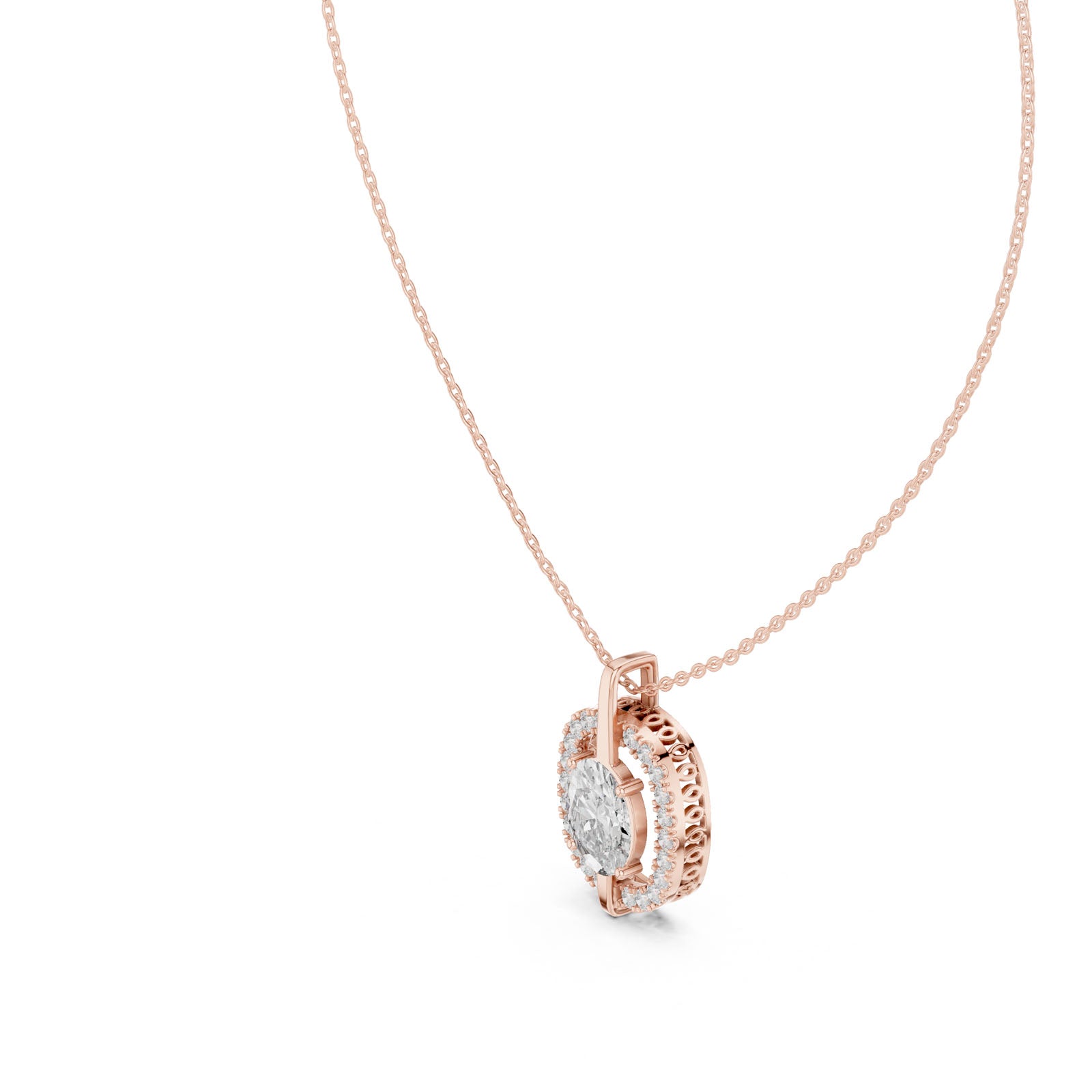 2.55 Ct. Oval Diamond Halo Pendant Necklace (GPD-0017) 12