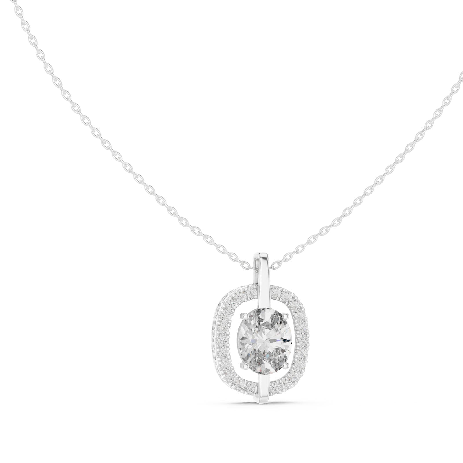 2.55 Ct. Oval Diamond Halo Pendant Necklace (GPD-0017)