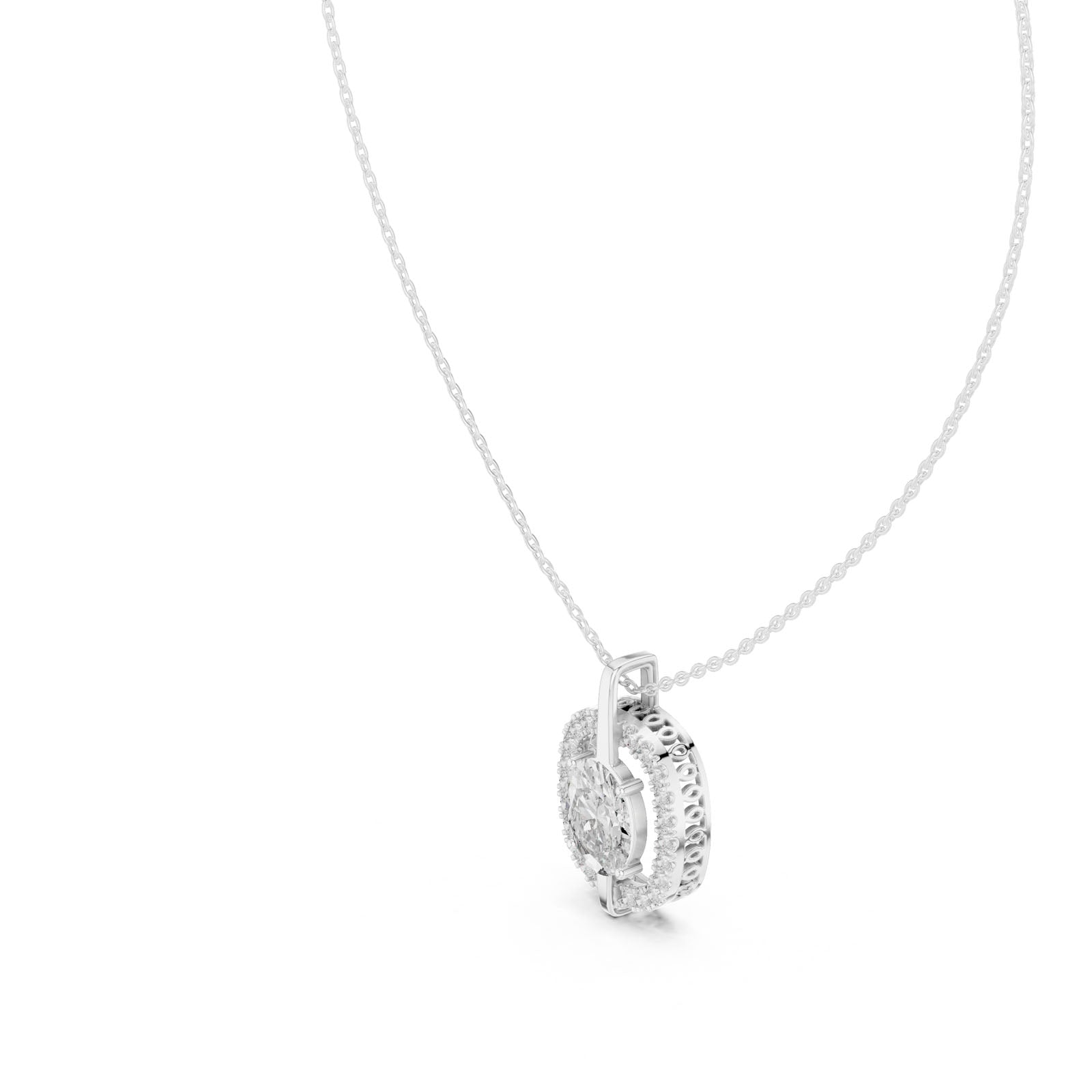 2.55 Ct. Oval Diamond Halo Pendant Necklace (GPD-0017) 5
