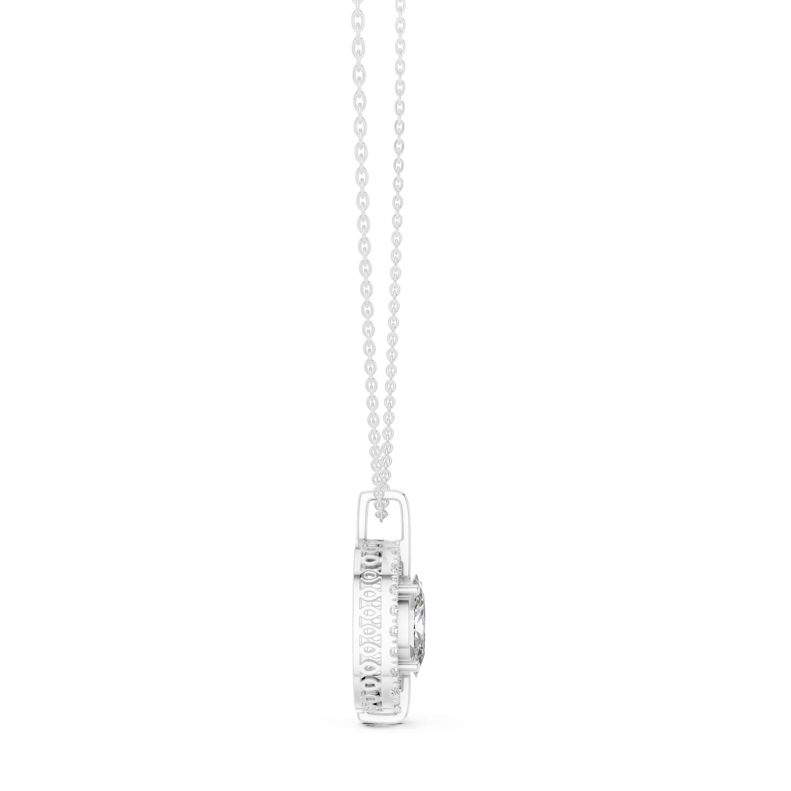 2.55 Ct. Oval Diamond Halo Pendant Necklace (GPD-0017) 6