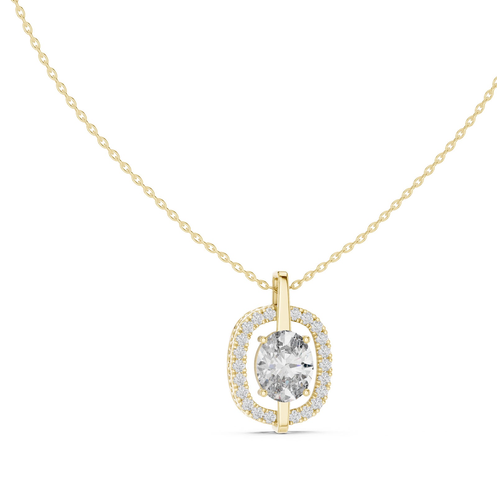 2.55 Ct. Oval Diamond Halo Pendant Necklace (GPD-0017) 8