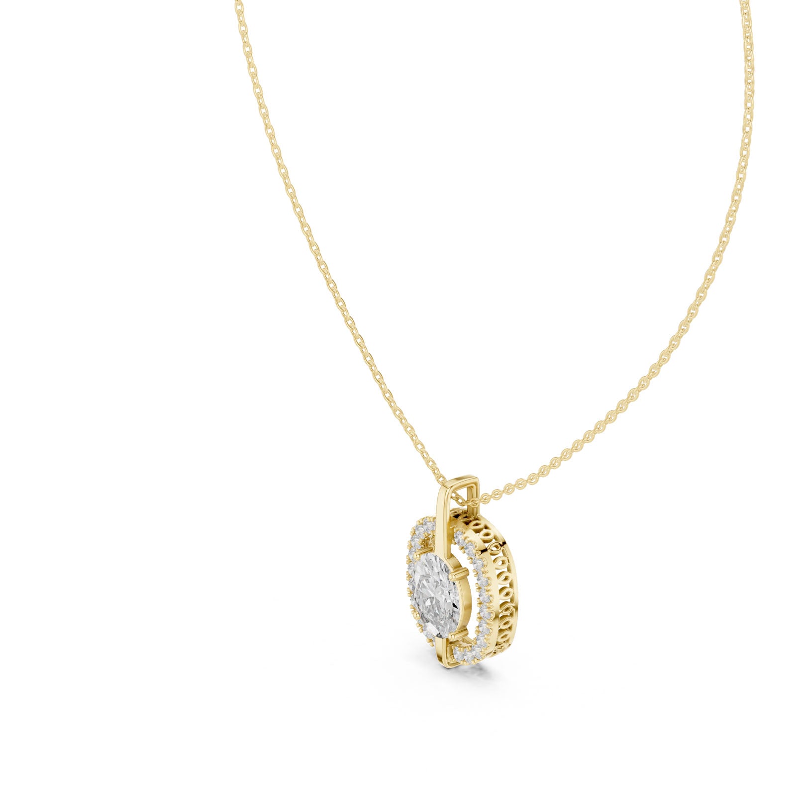 2.55 Ct. Oval Diamond Halo Pendant Necklace (GPD-0017)