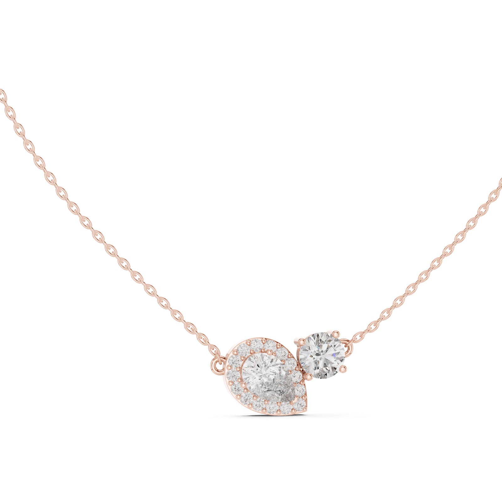 2.40 Ct. Pear & Round Diamond Two-Stone Pendant Necklace (GPD-0019) 8