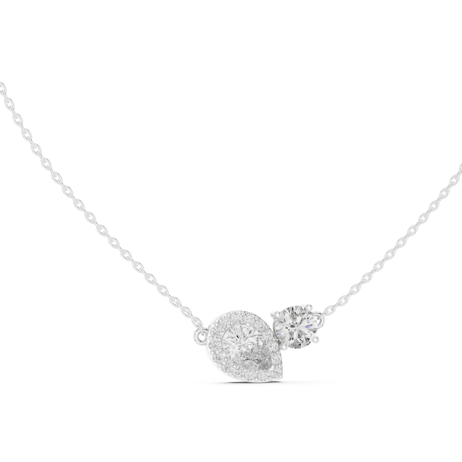 2.40 Ct. Pear & Round Diamond Two-Stone Pendant Necklace (GPD-0019)
