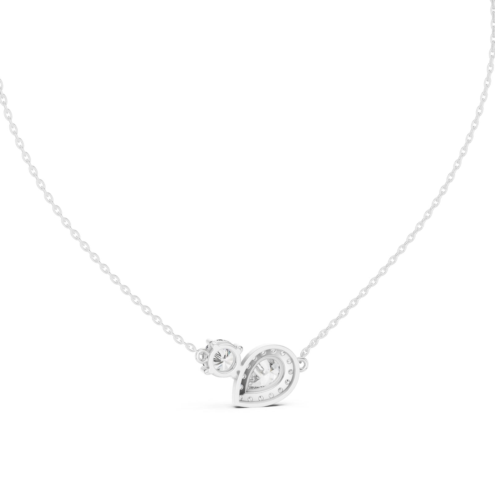 2.40 Ct. Pear & Round Diamond Two-Stone Pendant Necklace (GPD-0019) 6