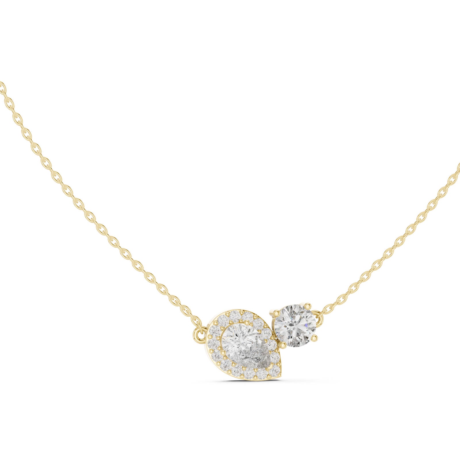 2.40 Ct. Pear & Round Diamond Two-Stone Pendant Necklace (GPD-0019) 10