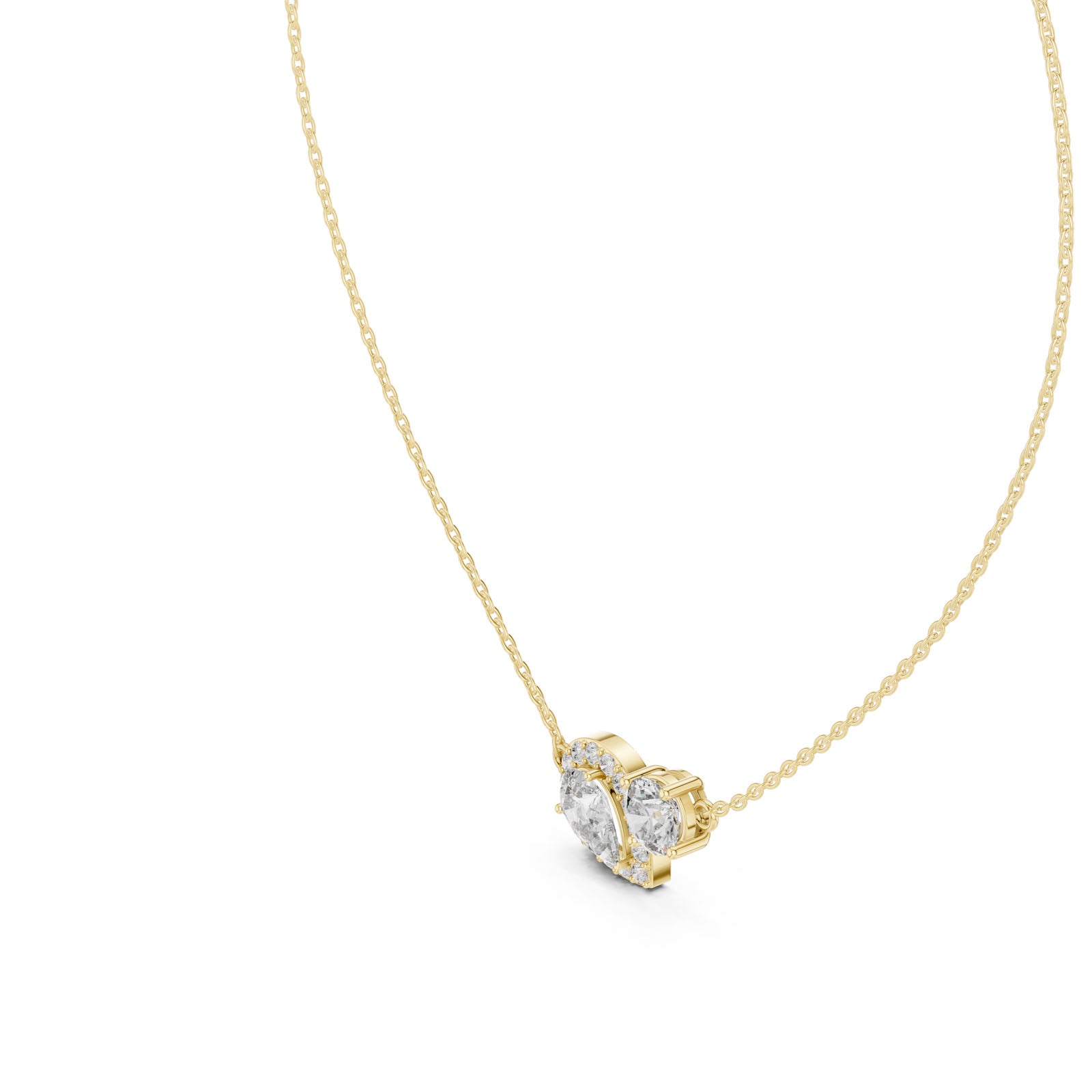 2.40 Ct. Pear & Round Diamond Two-Stone Pendant Necklace (GPD-0019)